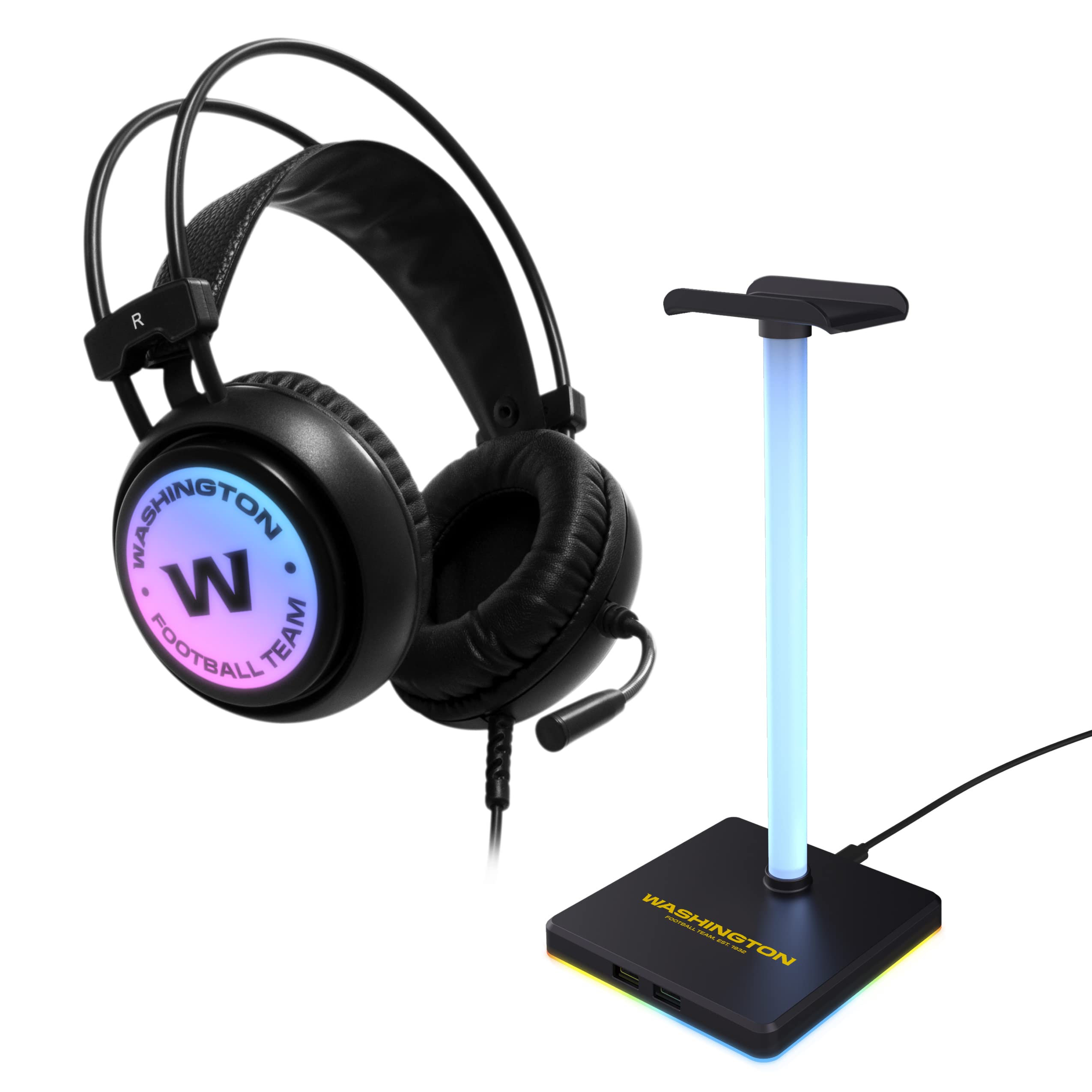 SOAR NFL LED Gaming Headset with Stand - Wireless Bluetooth Headphones with Mic for PC/PS5/Xbox - Perfect for Gaming, Streaming & Sports Fans (Team Logo Options) - Great Gift for Gamers & Football Enthusiasts