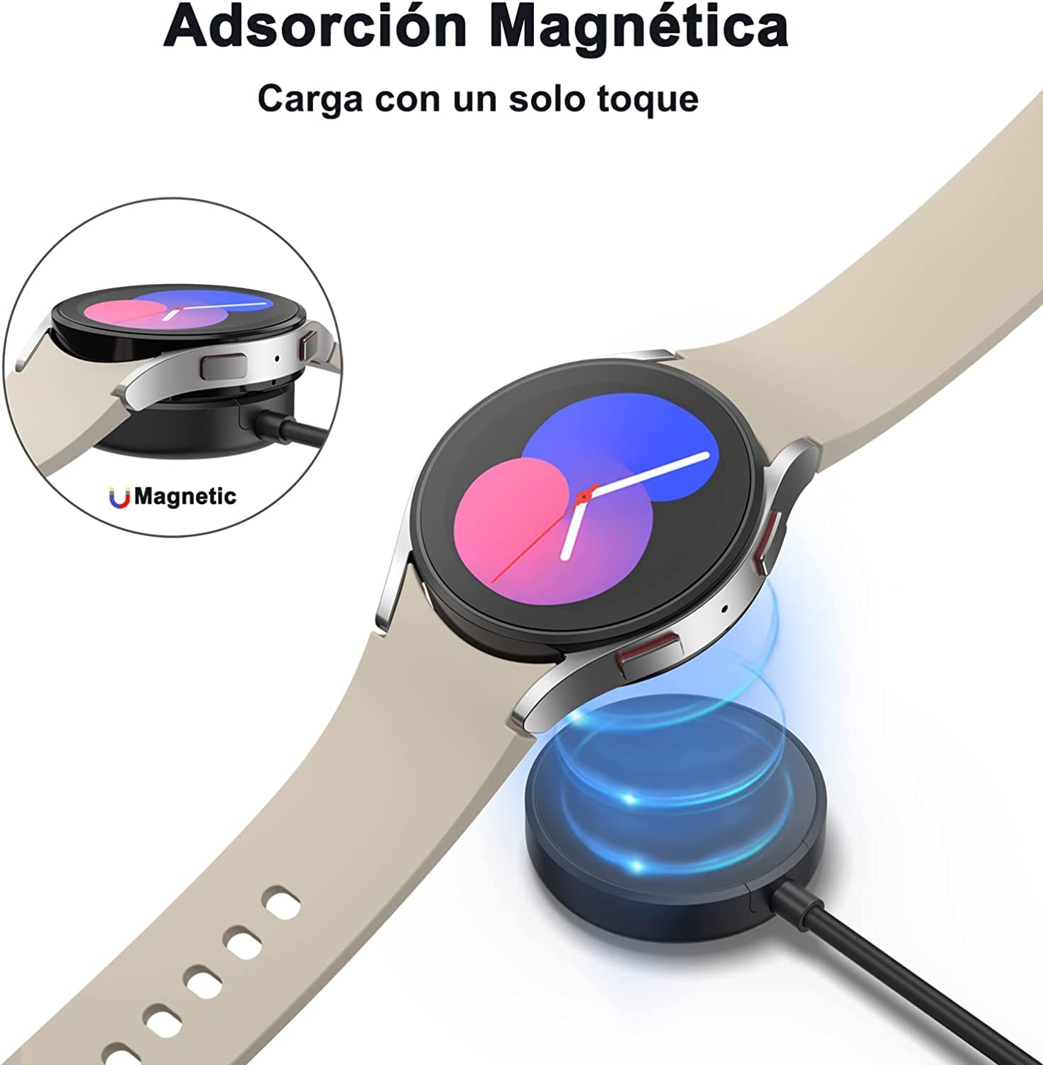 Samsung Galaxy Watch 6/5/4 Wireless Charger - USB Fast Charging Dock (100cm Cable) - Perfect for Home, Office & Travel Charging