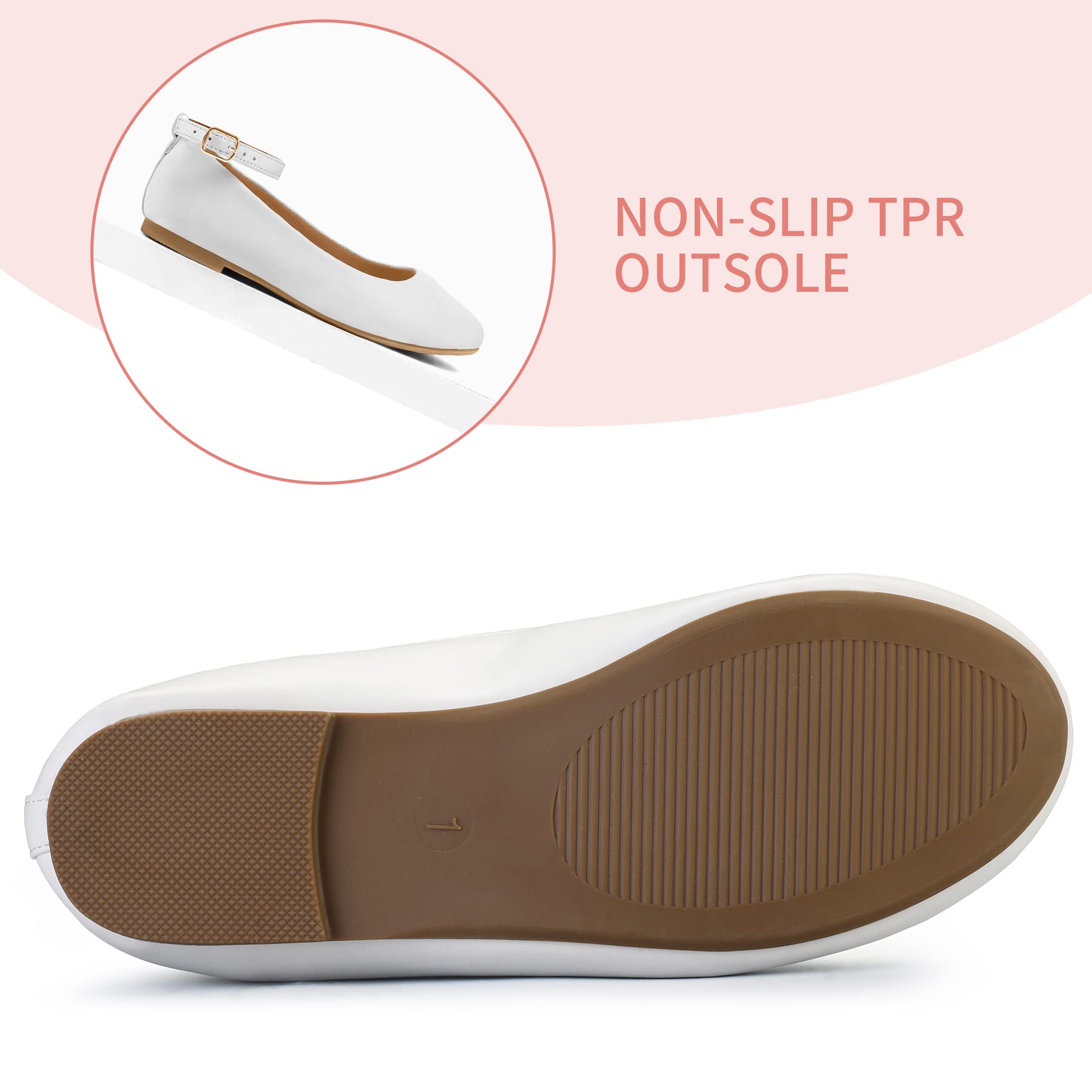 K KomForme Girls' Ballerina Flats with Ankle Strap - Comfortable Ballet Shoes for Toddler, Little Kid & Big Kid - Perfect for Dance Class, Recitals & Dress-Up Play