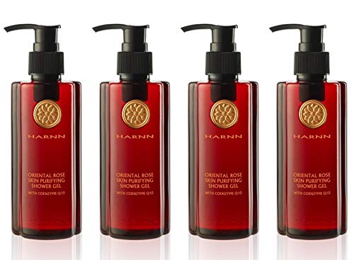 Harnn Oriental Rose Skin Purifying Shower Gel with Coenzyme Q10 - 230ml x 4 Pack | Hydrating & Refreshing Body Wash for Dry & Sensitive Skin | Perfect for Daily Shower & Spa Relaxation
