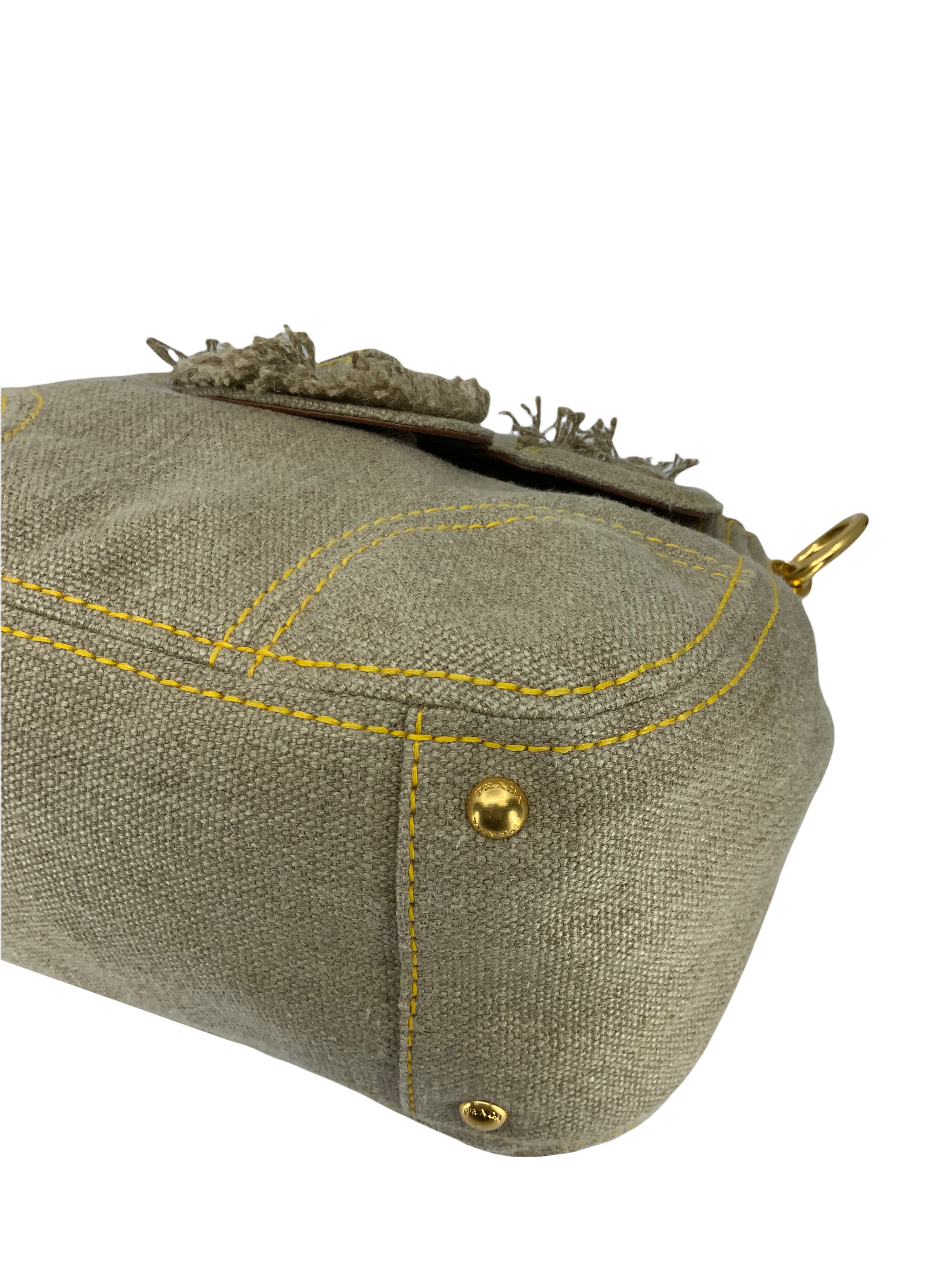 Prada Pattina Sottospalla Fringe Canvas Large Flap Crossbody Bag for Women | Luxury Designer Shoulder Purse | Perfect for Parties, Dating & Evening Events