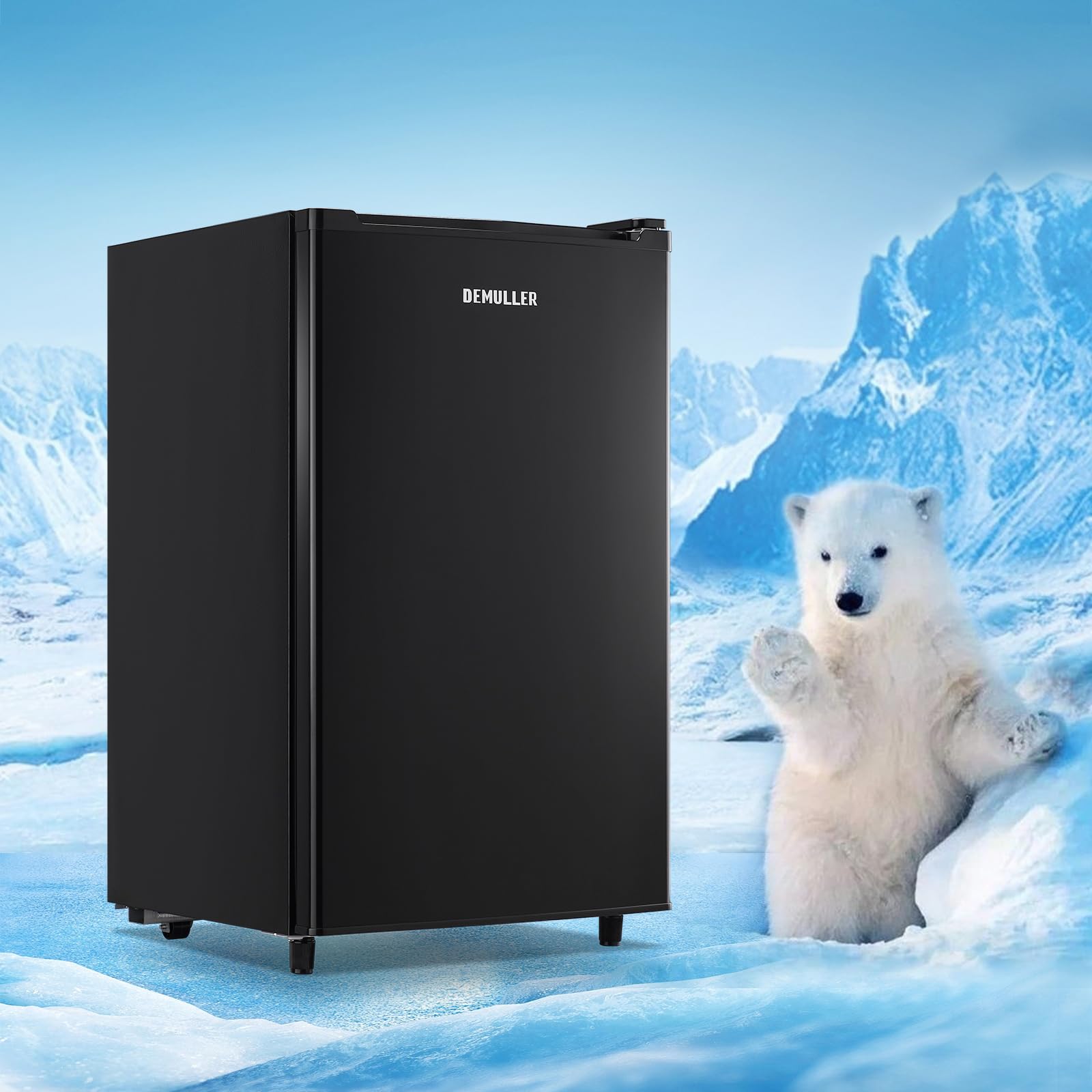 **3.2 Cu.Ft Upright Freezer - Front Door Mini Freezer with 7 Temperature Settings, Adjustable Feet, Energy Efficient - Perfect for Home, Kitchen, Office, Garage, or Dorm (Black)**