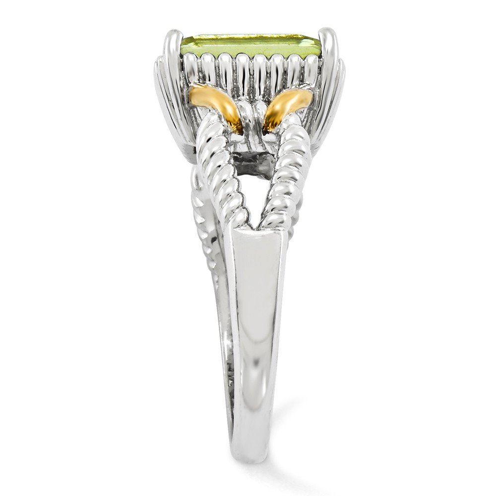 Sterling Silver Rhodium Plated Lemon Quartz Ring with Gold Accents - Elegant Jewelry for Women, Perfect for Weddings, Parties & Everyday Wear