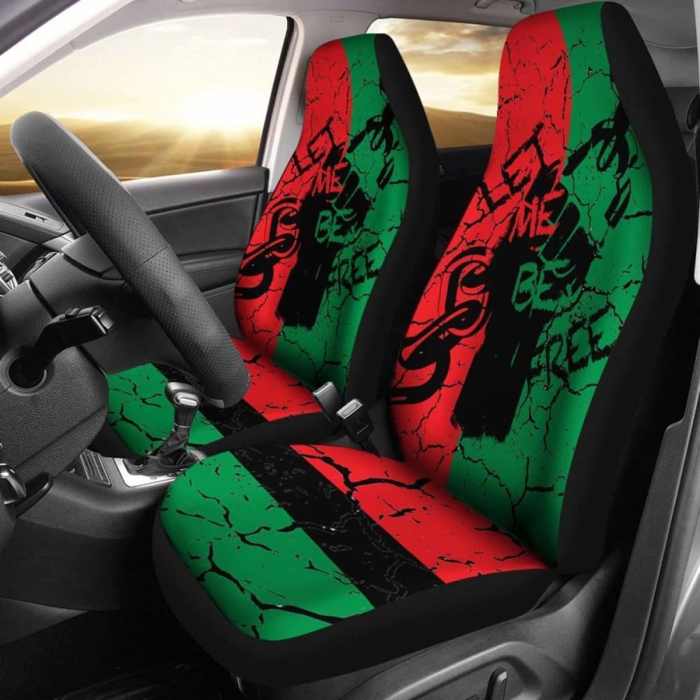 African Print Car Seat Covers - Pan African Flag Design 'Let Me Be Free' Style Bn19-153908 - Perfect for Cars, Trucks & SUVs - Cultural Pride Auto Accessories