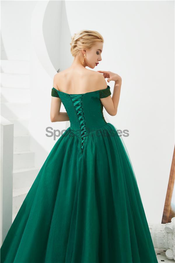 Emerald Green Off Shoulder A-Line Long Evening Prom Dress for Women - Elegant Formal Gown for Prom, Party, Homecoming & Special Occasions