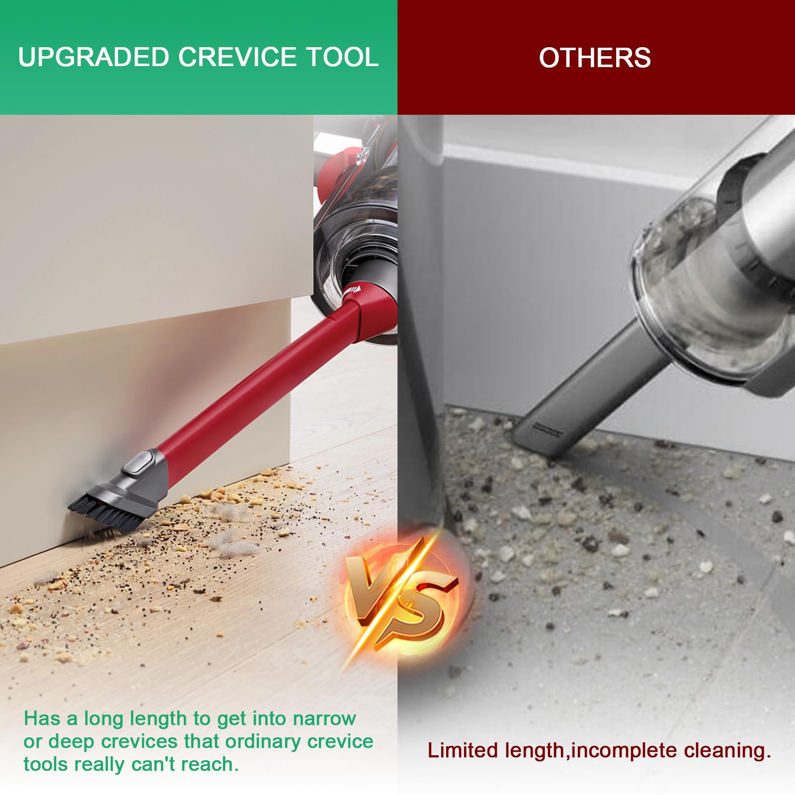 Dyson Vacuum Crevice Tool Attachment - Compatible with V7, V8, V11, V10, V12, V15 Models | Quick-Release Gap Cleaning Tool for Hard-to-Reach Areas | Perfect for Corners, Baseboards & Tight Spaces