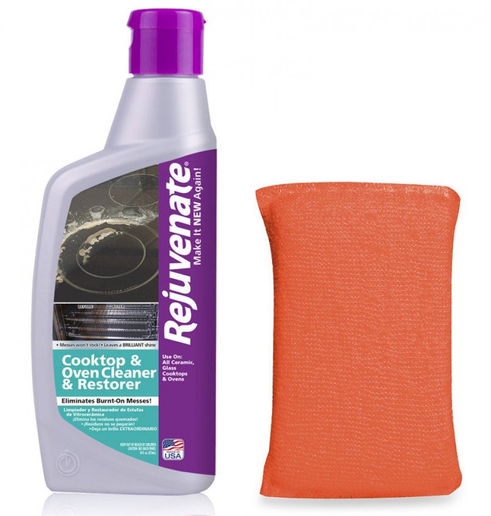 Rejuvenate Glass and Ceramic Cooktop Cleaner - 10oz Oven Cleaner & Restorer with Free Applicator Pad - Removes Tough Burnt-On Stains - Perfect for Stovetops, Ovens, and Kitchen Appliances