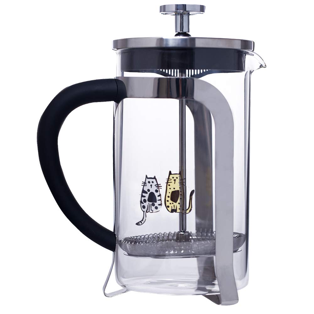 BiggDesign 600ml French Press Coffee Maker - Heat Resistant Glass Coffee & Tea Infuser for Camping, Travel, Home & Office Use