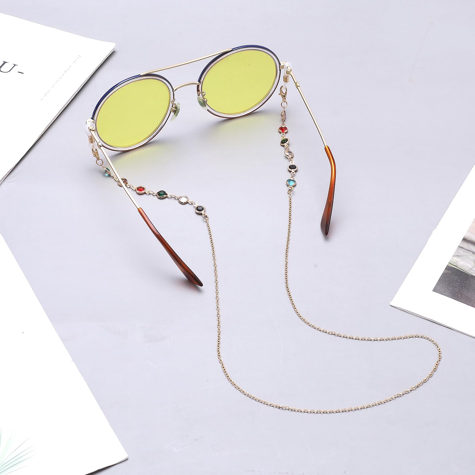 Stylish Metal Eyeglass Chains for Women & Girls - Adjustable Glasses Holder Strap, Necklace for Reading & Sunglasses - Perfect for Work, Reading, Driving & Outdoor Activities
