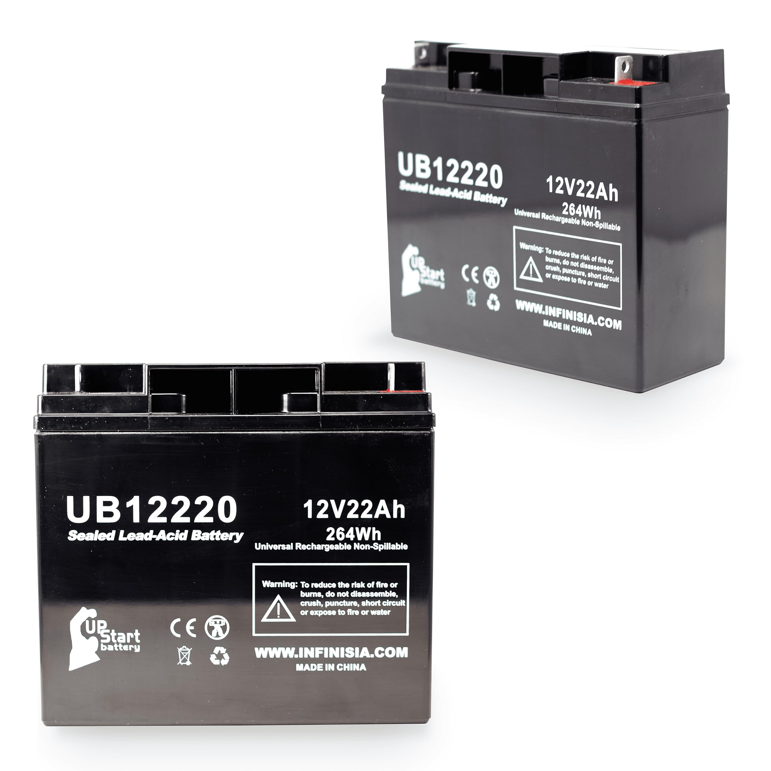 2 Pack Replacement Battery for APC Back-UPS PRO BP1400 - UB12220 Universal Sealed Lead Acid Battery (12V 22Ah 22000mAh T4 Terminal AGM SLA) - Perfect for Home Office UPS Backup Power & Emergency Power Supply