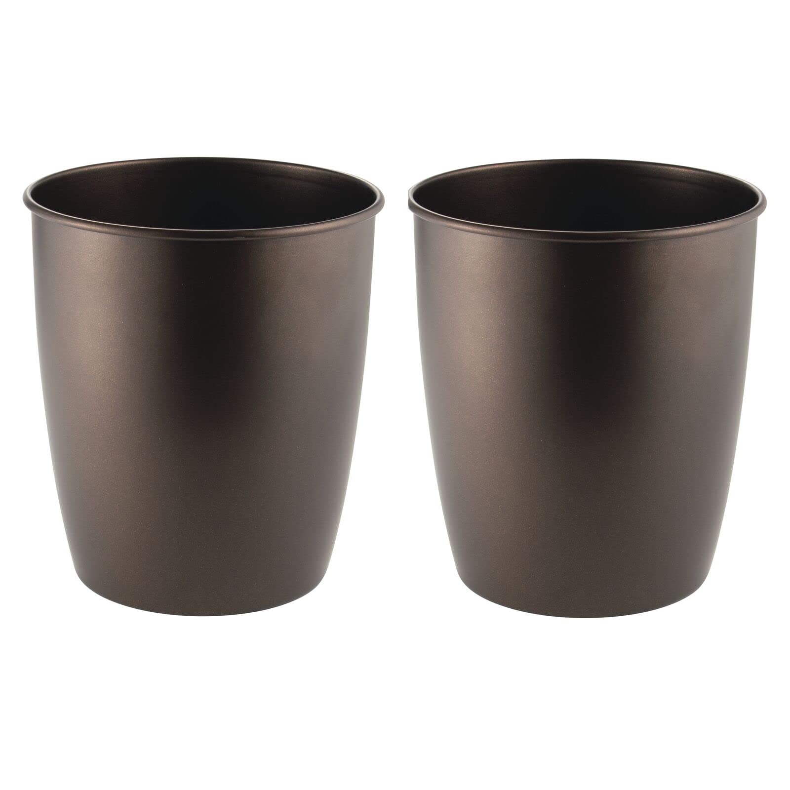 mDesign 1.5 Gallon Small Steel Round Trash Can - Bronze Waste Basket for Bathroom, Bedroom, Kitchen & Office - Space-Saving Garbage Bin - 2 Pack Hamill Collection - Perfect for Powder Rooms, Home Offices & Small Spaces