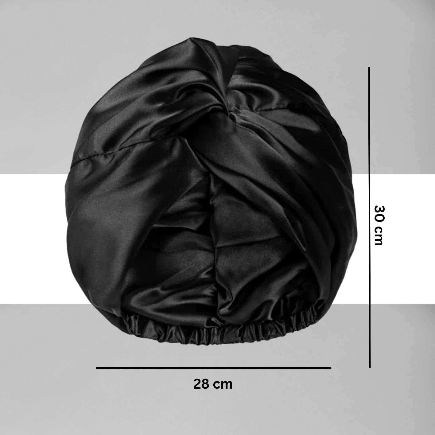 Atrube Reversible Silk Satin Sleep Bonnet for Women - Adjustable Tie Band Hair Wrap Cap for Sleeping, Natural Hair Protection - Includes Free Scrunchies (Black, 21