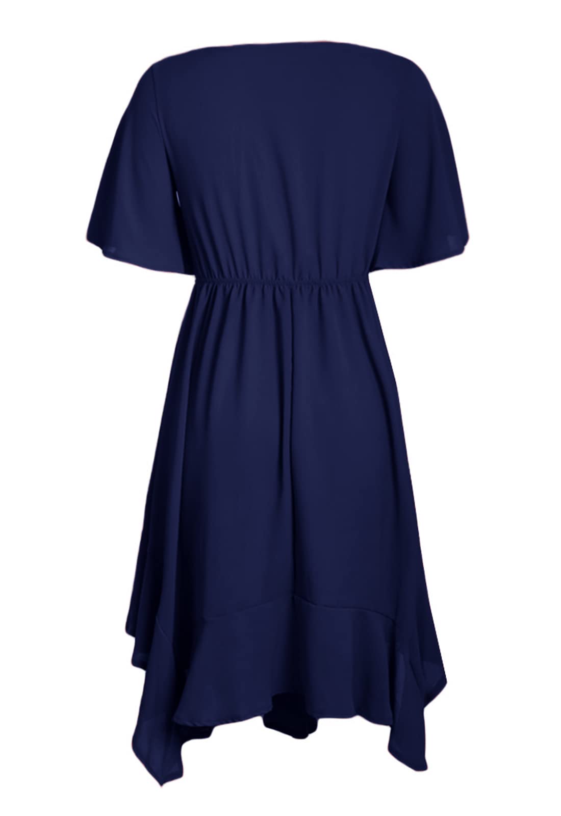Alaster Women's Chiffon Short Sleeve Casual Midi Dress with Irregular Hem - Flowy Summer Dress for Beach, Vacation & Outdoor Parties