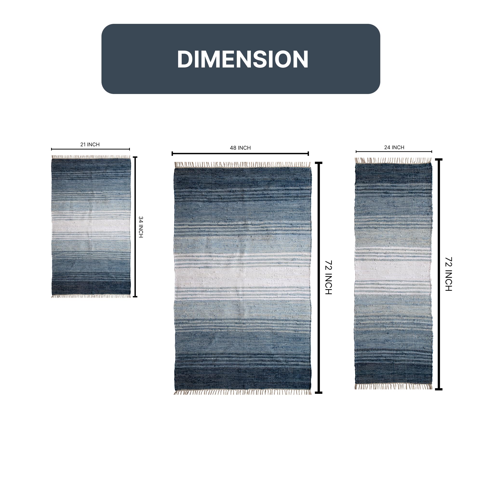 Home Weavers Richmond Gradation Collection Reversible Area Rug - Machine Washable, Foldable Indoor Carpet for Living Room & Bedroom - 4'x6', 2'x6', 1'7