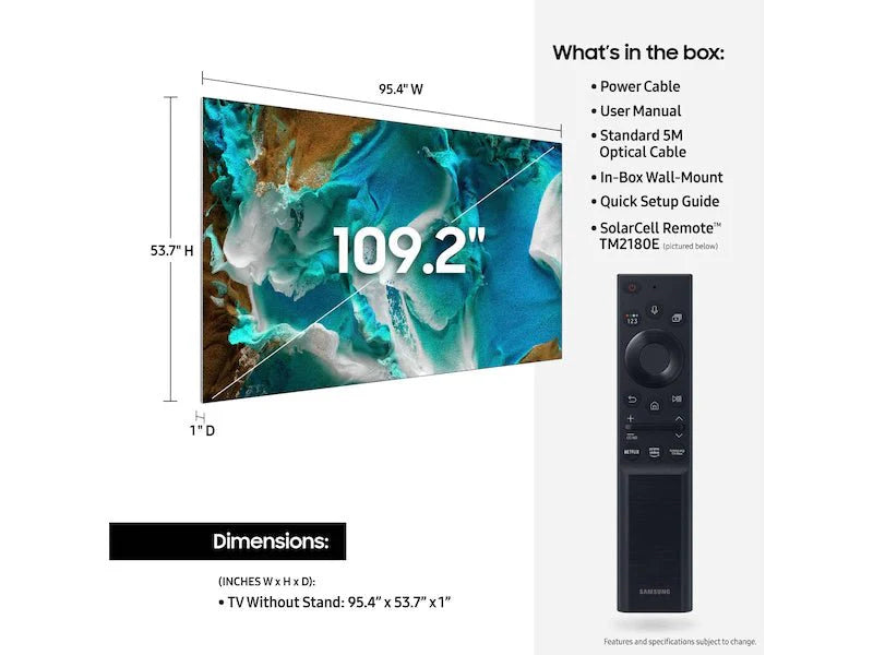 Samsung 110-Inch Class MICRO LED 4K UHD Smart TV (2022 Model) - Premium Home Theater & Gaming Display for Living Rooms & Entertainment Spaces