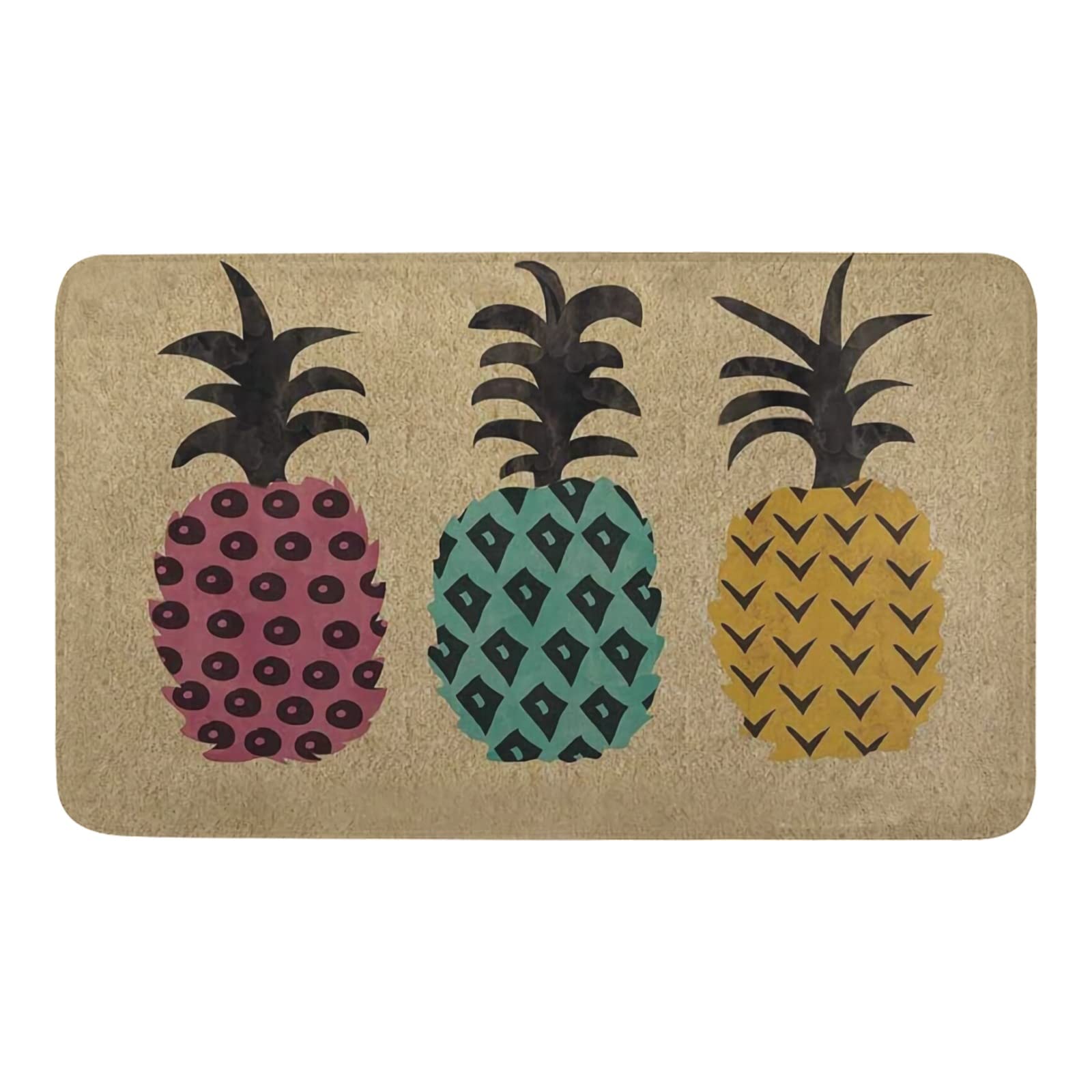 Pineapple Doormat 23.6x15.7 Inch - Non-Slip Indoor/Outdoor Welcome Mat for Front Door, Garden & Kitchen - Tropical Home Decor Entryway Rug (Perfect for Beach House, Summer Decor & Coastal Style Homes)