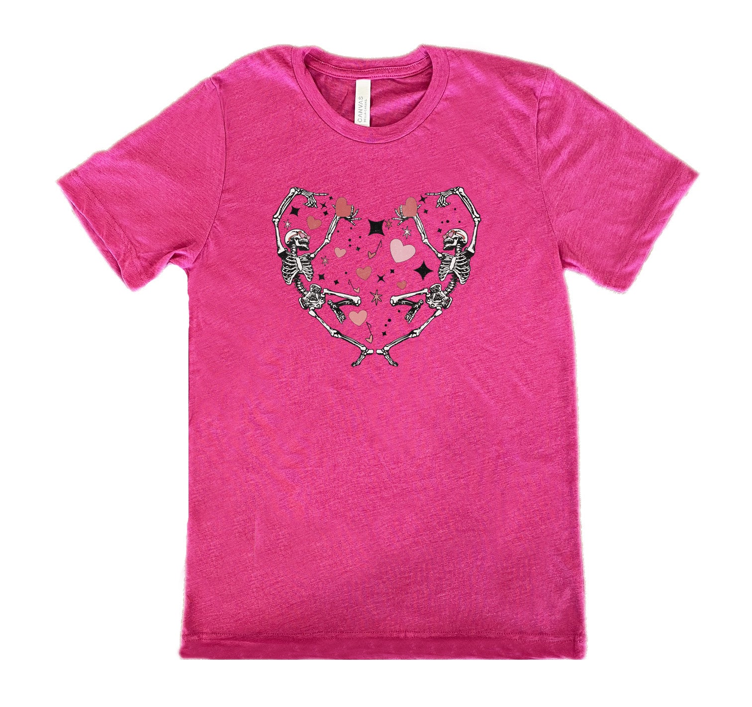 Unisex Skeleton Heart Print T-Shirt - Gothic Halloween Casual Wear for Men & Women