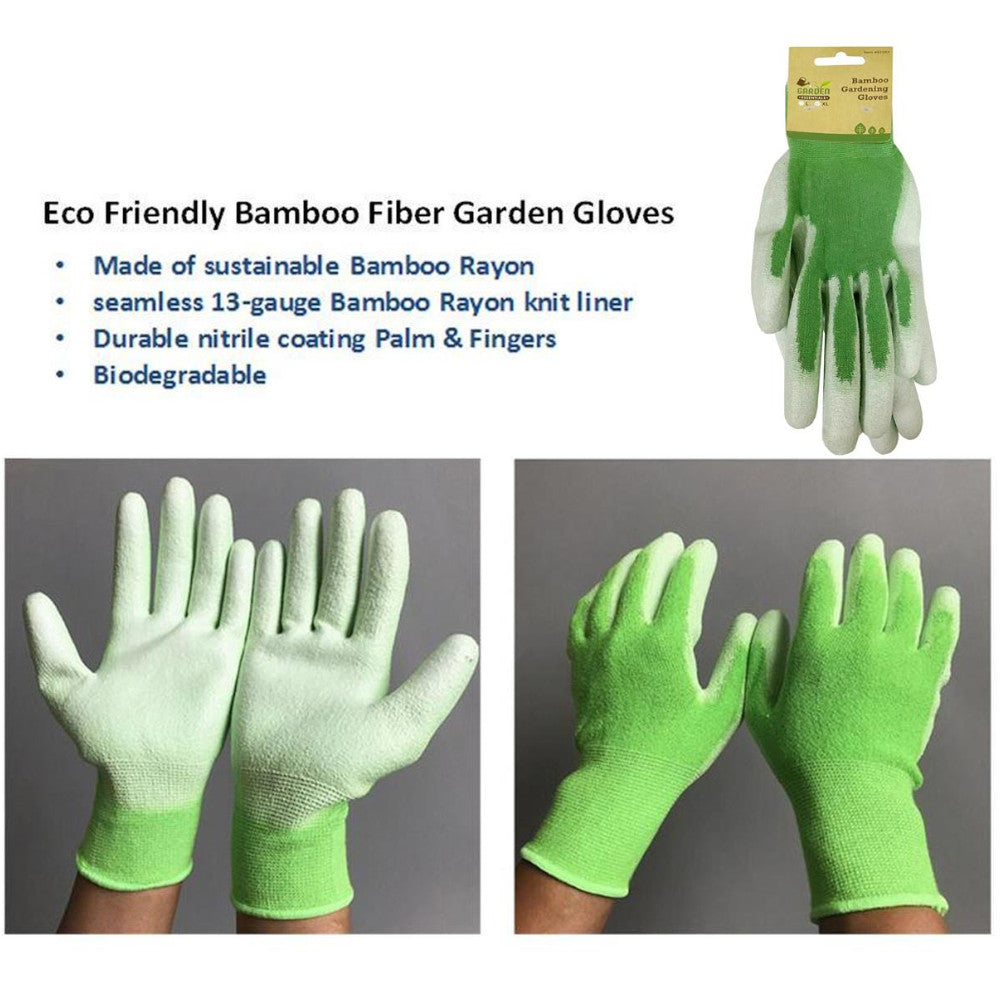 GARDEN ESSENTIALS 51257 Breathable Bamboo Fiber Gardening Gloves - Durable & Comfortable for Planting, Weeding & Outdoor Work