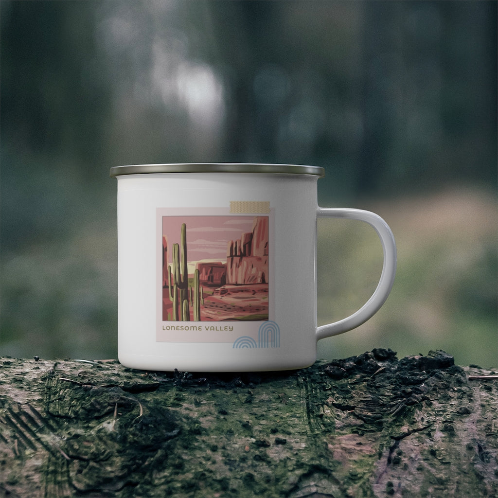 Lonesome Valley Camping Mug - Durable Enamel Travel Mug for Coffee & Tea - Perfect for Outdoor Adventures, Midwest Gifts & Camping Trips