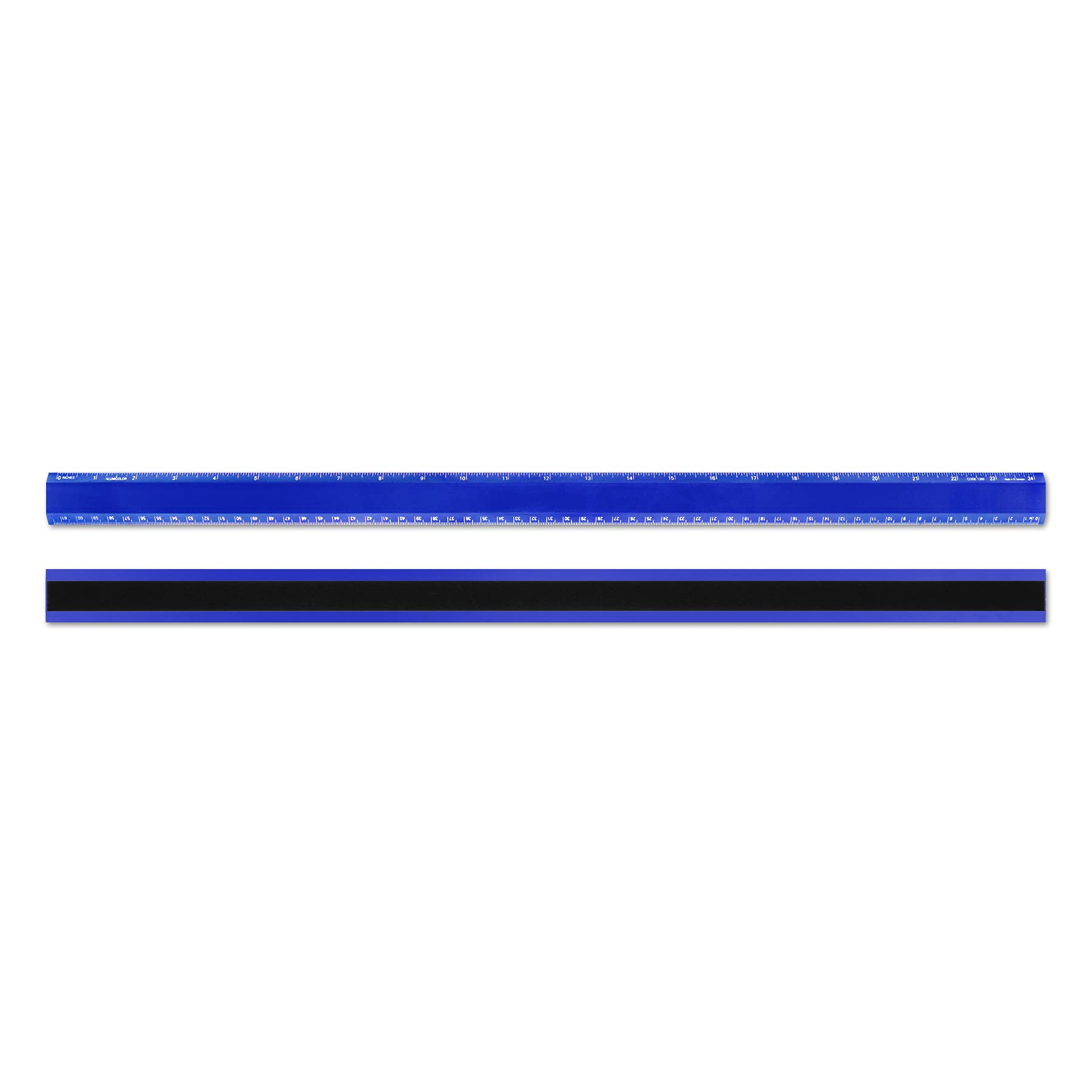 Alumicolor 24-Inch Aluminum Non-Slip Desk Ruler - Blue | Durable Metal Straight Edge for Office, School & Crafting | Perfect for Architects, Engineers & Artists