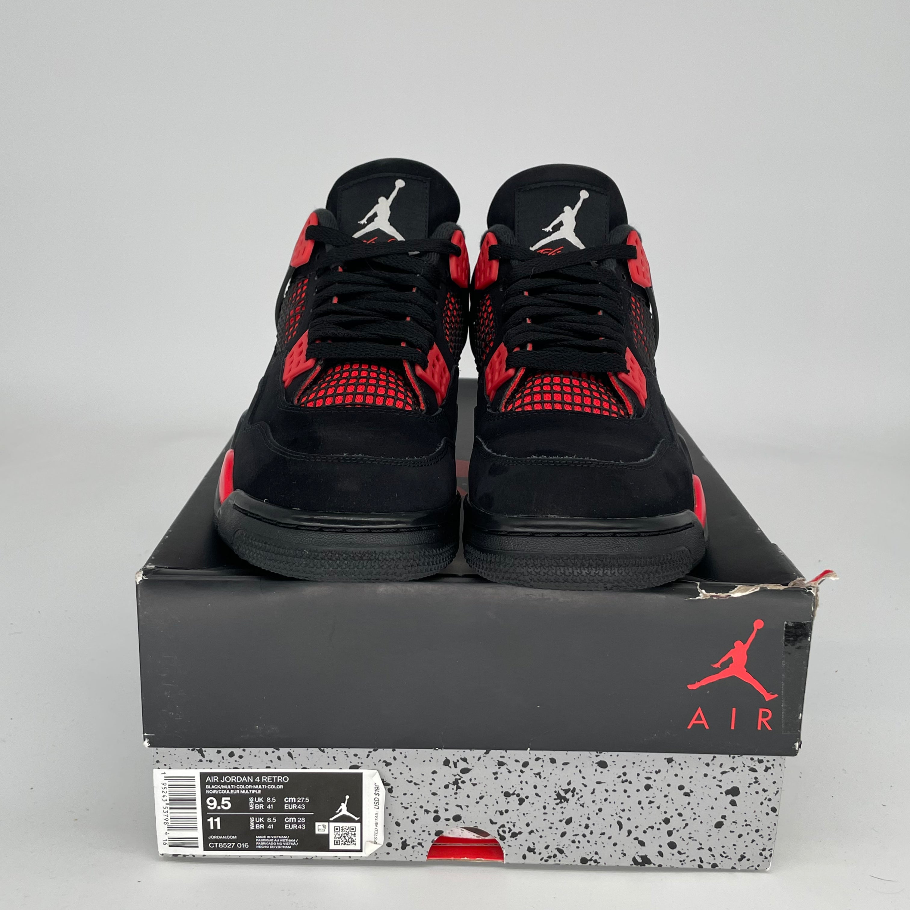 AIR JORDAN 4 Retro Red Thunder Men's Basketball Shoes Size 9.5 - Style CT8527-016 | Authentic Sneakers for Sports, Streetwear & Casual Fashion