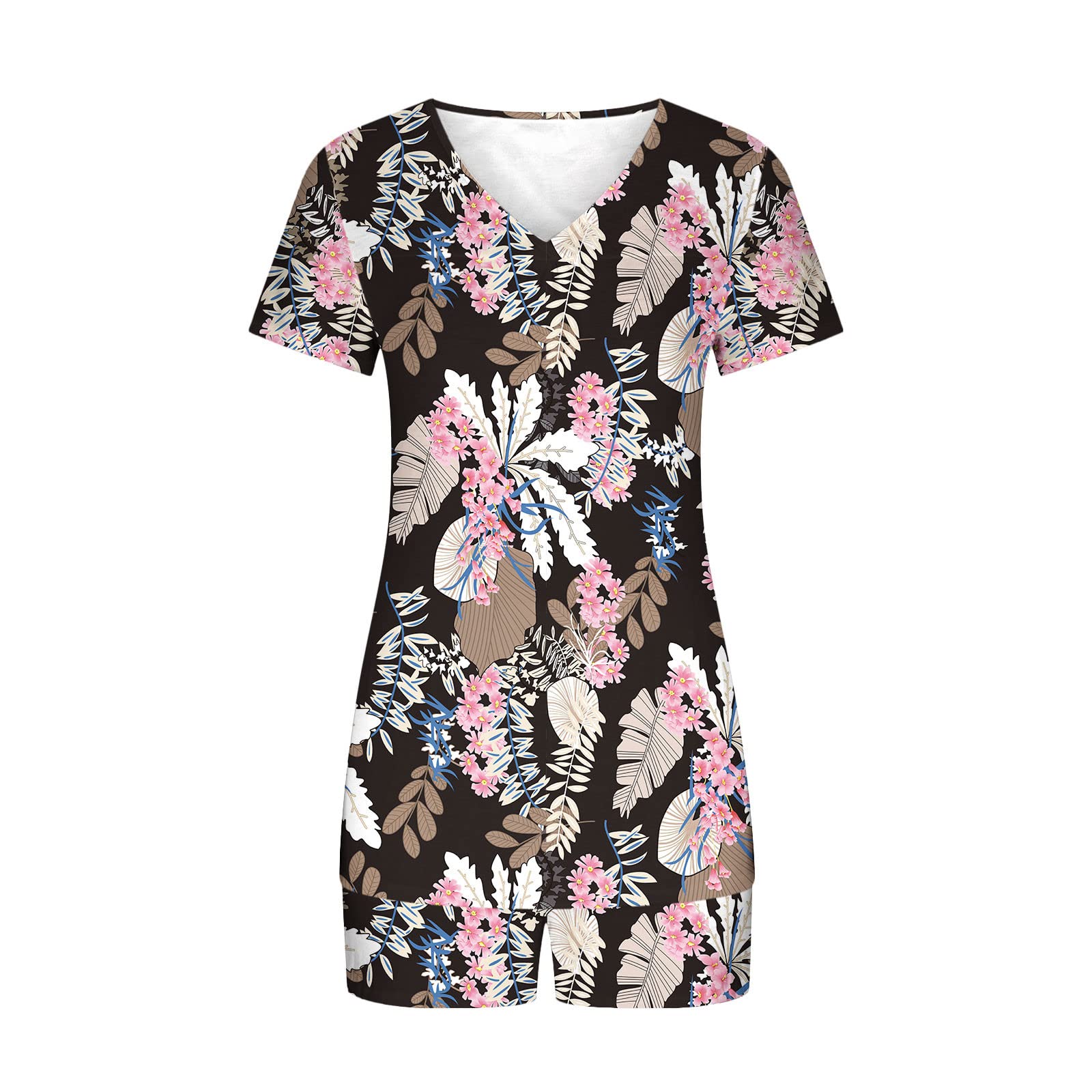 Women's 2-Piece Lounge Set - Soft Short Sleeve Top & Comfy Shorts - Matching Pajama Set for Sleepwear, Loungewear & Casual Outfits - Perfect for Relaxing at Home, Lounging & Sleeping