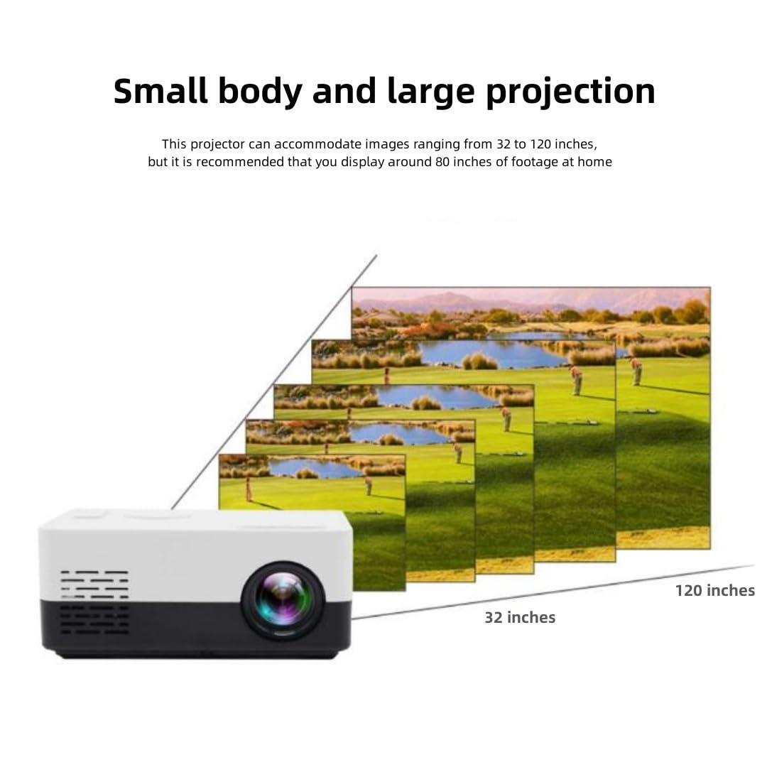 Portable Mini Projector 1080P Full HD - Home Theater Movie Projector Compatible with iPhone, Android, Laptop & HDMI Devices | Wireless Screen Mirroring for Indoor & Outdoor Movies, Gaming, Presentations (White)