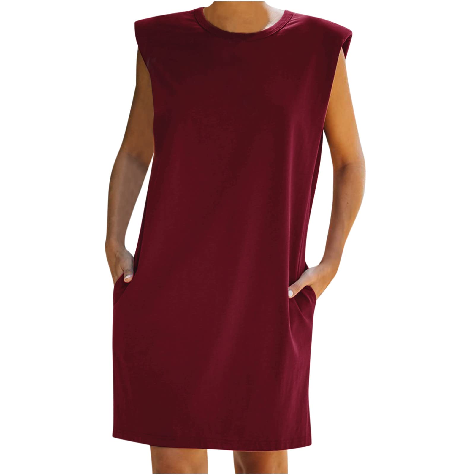 Women's Summer Casual Tunic Dress - Crewneck Mini Shift Dress with Pockets | Loose Fit Plain Dress for Women | Perfect for Beach Outings, Vacation Wear & Everyday Casual Style