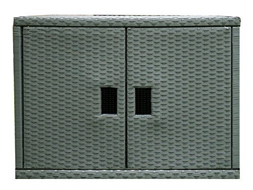MSpa Grey Wicker Cabinet - Outdoor Patio Furniture Storage Solution for Cushions, Towels & Garden Essentials | Perfect for Poolside, Backyard & Deck Organization