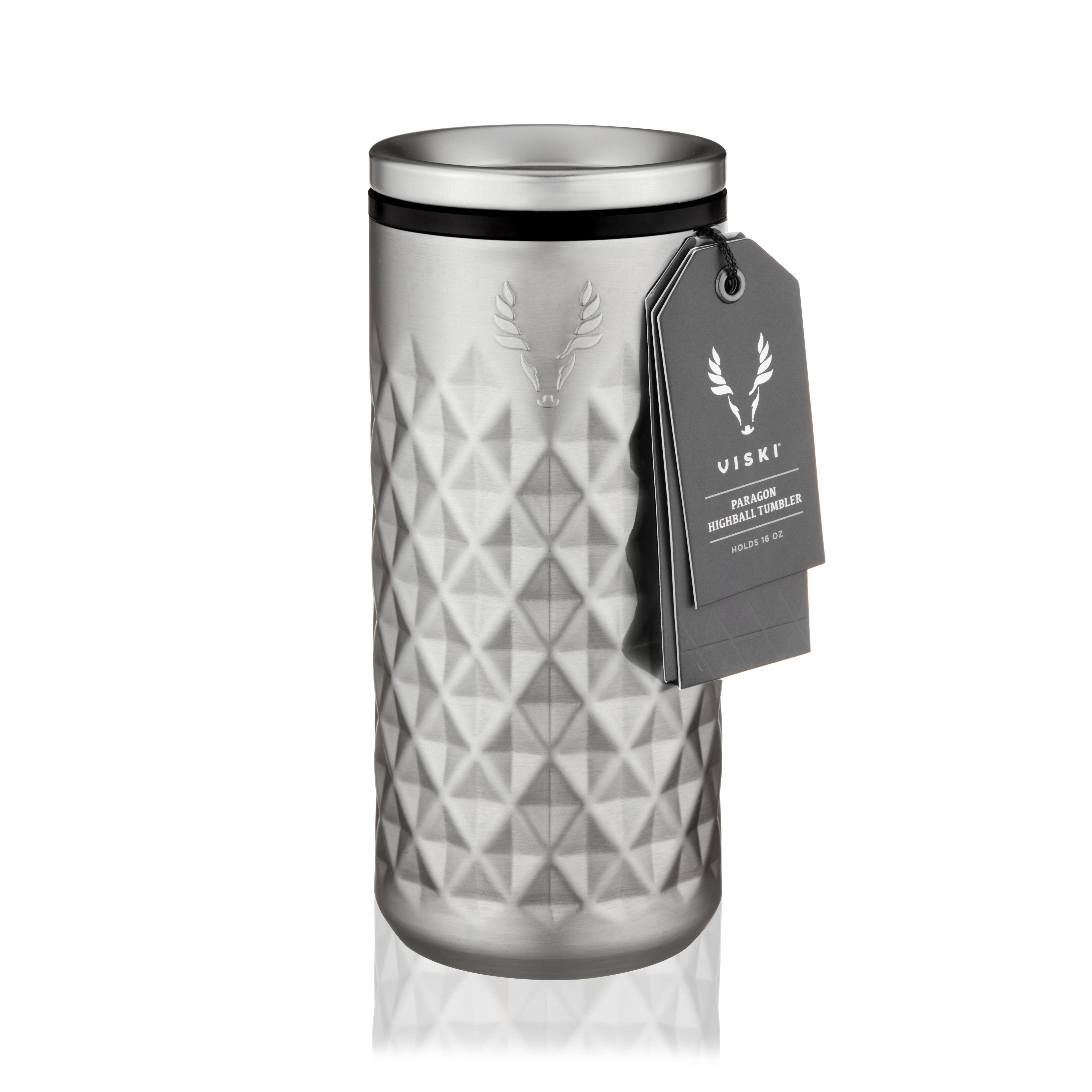 Premium Stainless Steel Highball Tumbler - 20oz Insulated Travel Mug with Lid, Keeps Drinks Hot/Cold for Hours - Perfect for Coffee, Tea, Cocktails & Outdoor Activities (Platinum Finish)