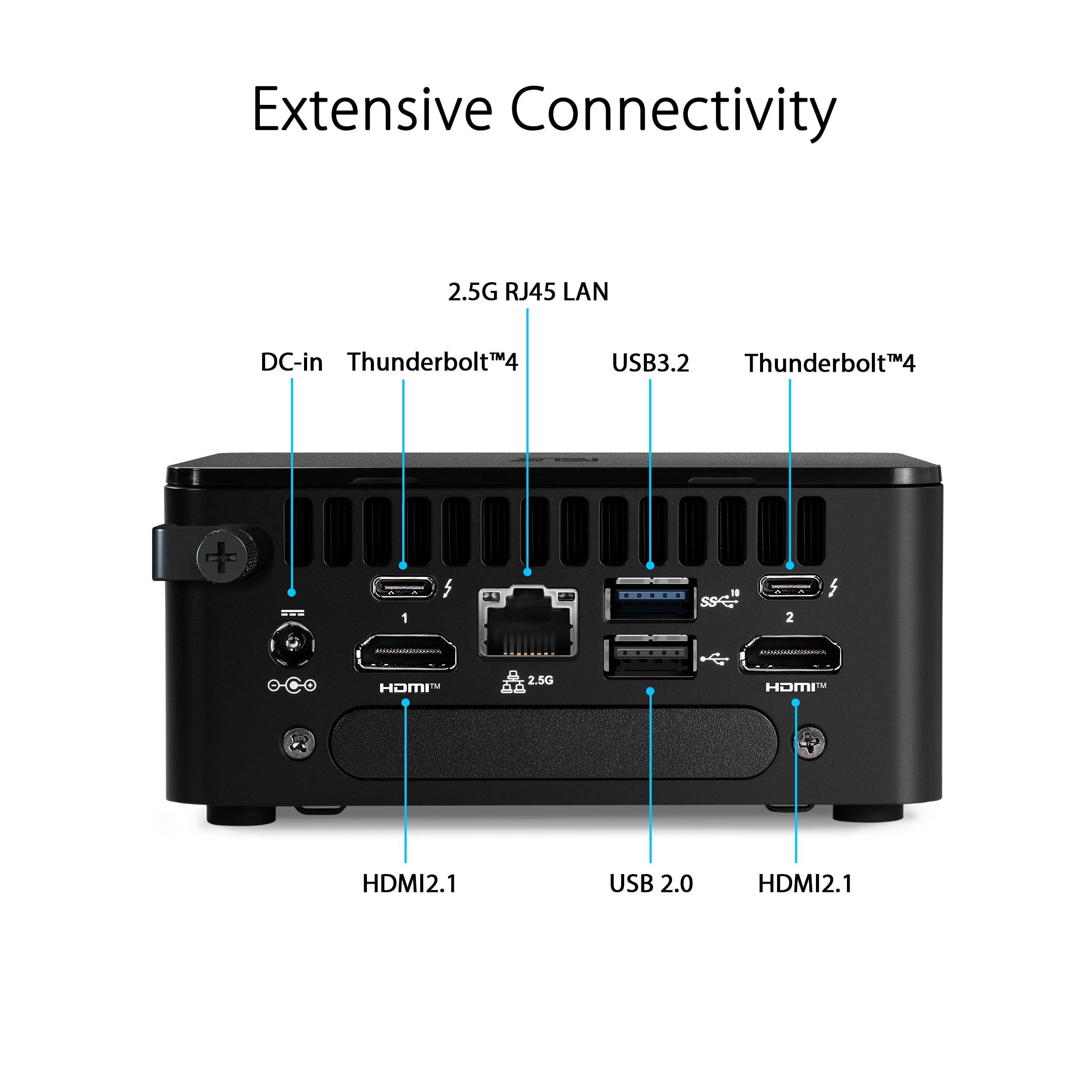 ASUS NUC 13 Pro Tall Barebone Mini PC - Intel 13th Gen Core i7-1360P Processor, 64GB DDR4 RAM, Triple Storage, Thunderbolt™ 4, WiFi 6E & Bluetooth 5.3, VESA Mount Included - Perfect for Home Office, Gaming & Content Creation