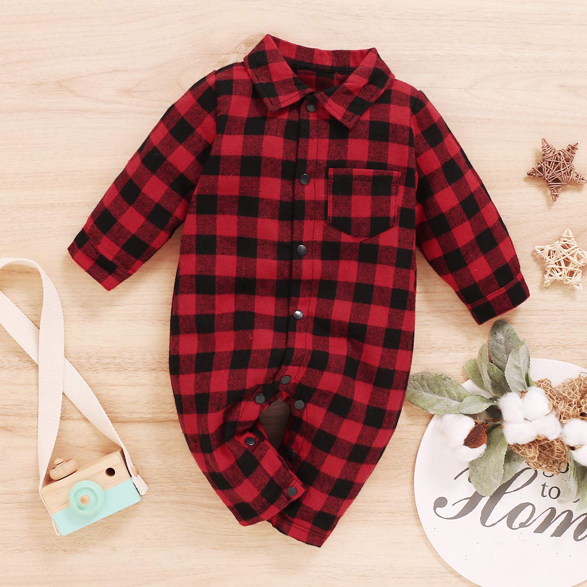 LYSMuch Newborn Baby Boy Plaid Romper - Soft Cotton Infant Jumpsuit Outfit for 0-12 Months | Perfect for Photoshoots, Family Gatherings & Daily Wear