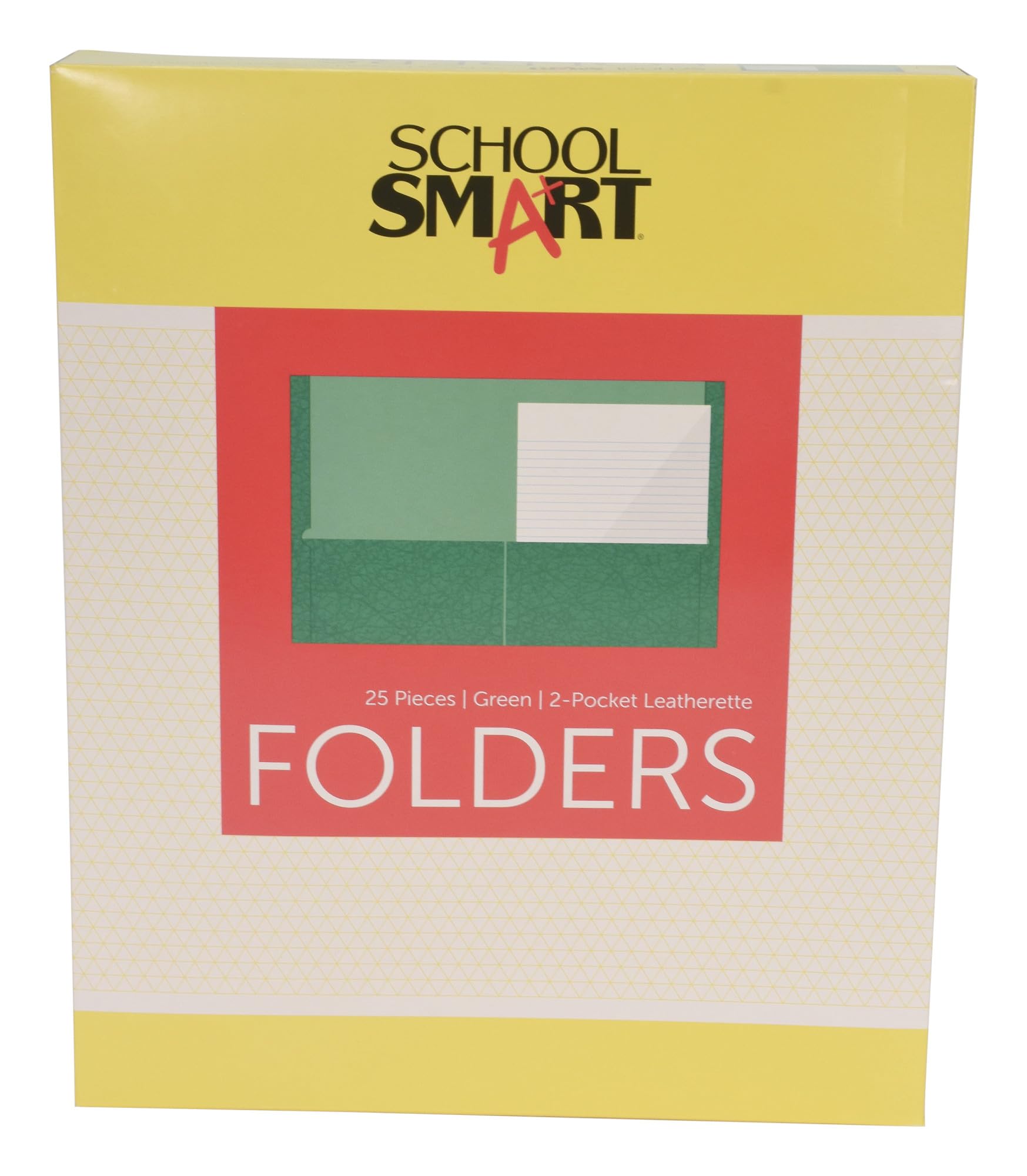 School Smart 2-Pocket Folders Without Brads - Green (Pack of 25) - Perfect for Classroom Organization, Homework Assignments & Student Binders
