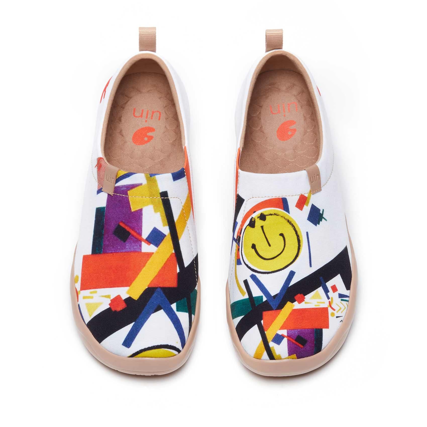 UIN Men's Slip-On Canvas Sneakers - Lightweight Casual Loafers with Artistic Painting | Comfortable Walking Shoes for Travel, Work & Everyday Wear