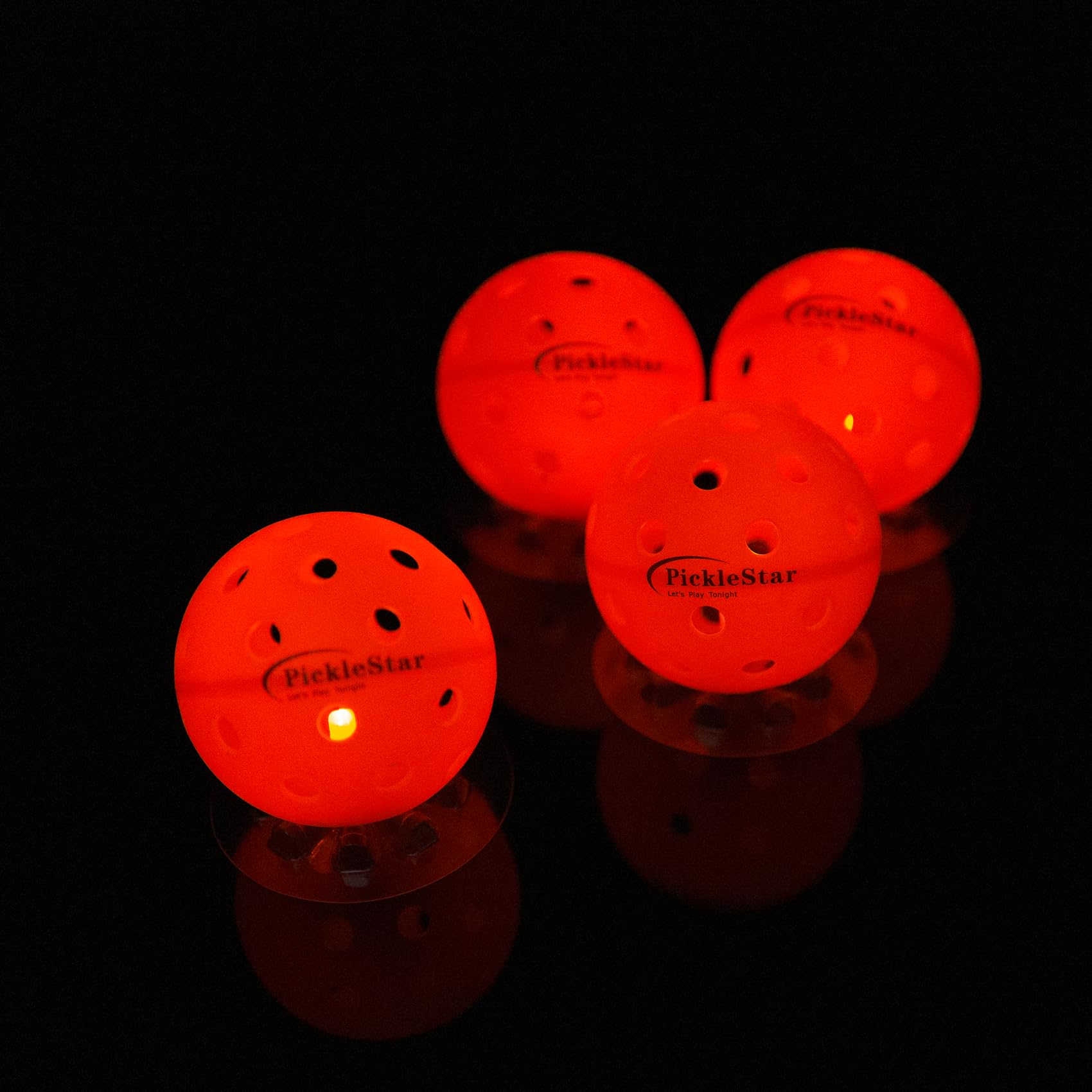 **LED Light Up Pickleball Balls - Glow in The Dark Official Size Outdoor Pickleballs (4 Pack) - Perfect for Night Games, Backyard Fun & Unique Gift for Pickleball Lovers**