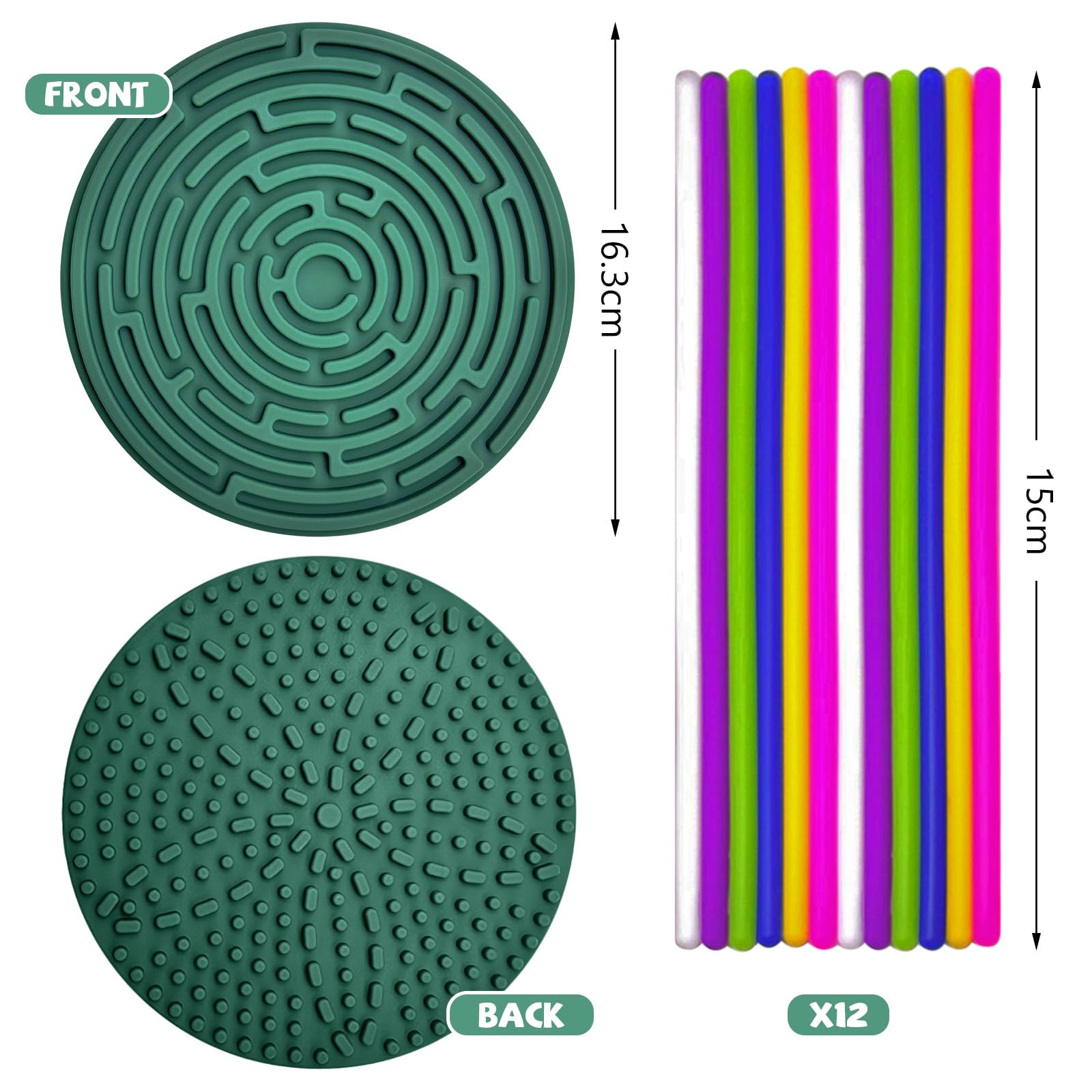 Sensory Fidget Board - Silicone Stress Relief Toy for Anxiety, ADHD & Autism - Calming Sensory Products for Kids 3+ & Adults - 12 Strings Fidget Pad (Green) - Perfect for Home, Office & Travel Relaxation