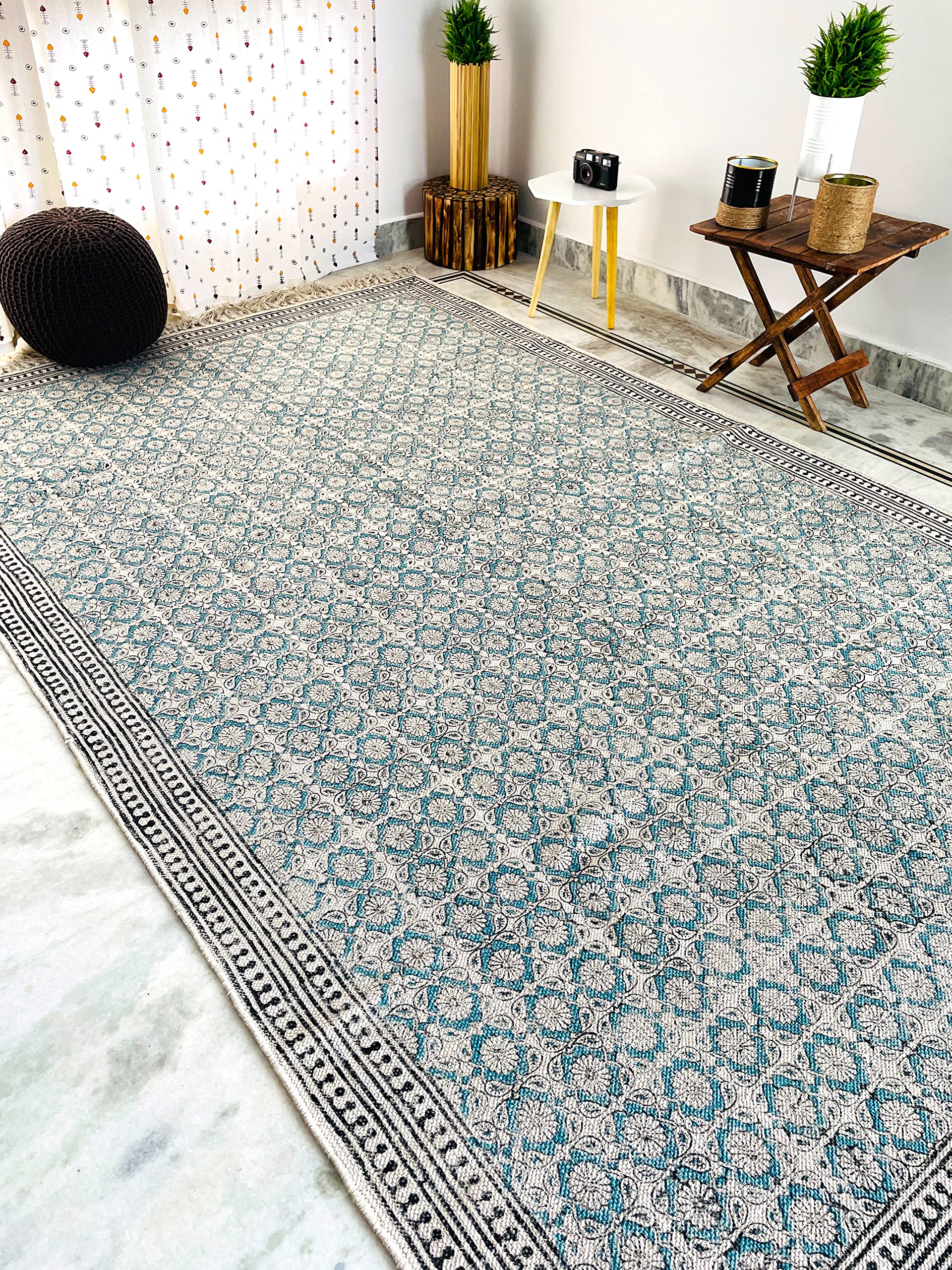 Soft Cotton Area Rug for Living Room, Bedroom, Indoor & Outdoor Use - Modern White Printed Design (2' x 3' Feet) - Perfect for Kids Room, Nursery, Dorm Decor & Home Office