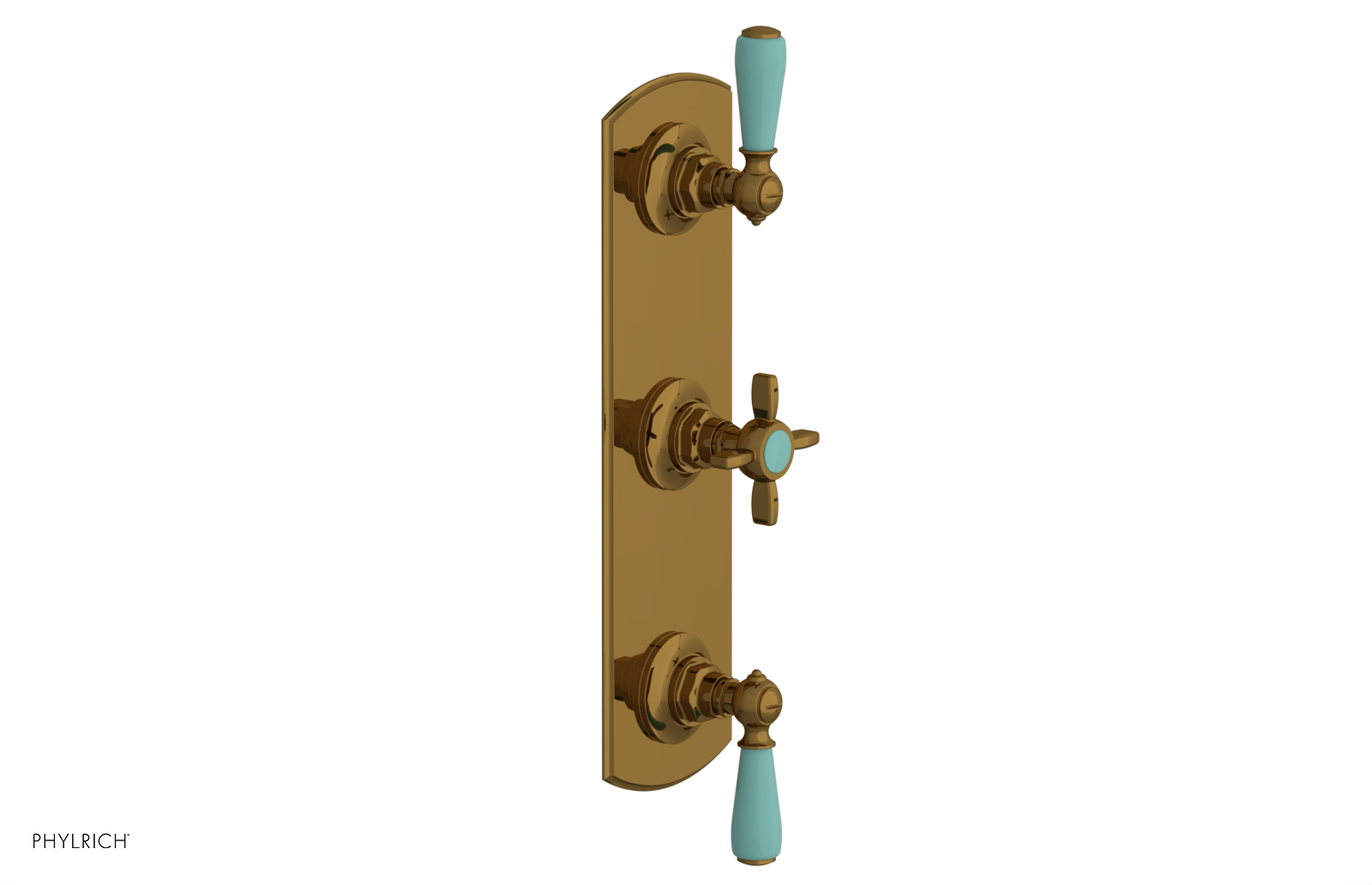Jamestown Thermostatic Shower Valve with Dual Volume Control - Turquoise Accents (Model 4-740) for Modern Bathroom & Spa Experience