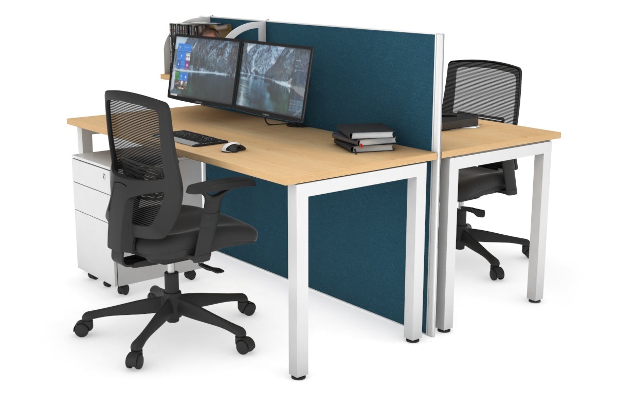 Horizon Quadro 2-Person Office Workstation Bench with Square Legs - 1400L x 700W Dimensions - Perfect for Collaborative Workspaces, Home Offices & Conference Rooms