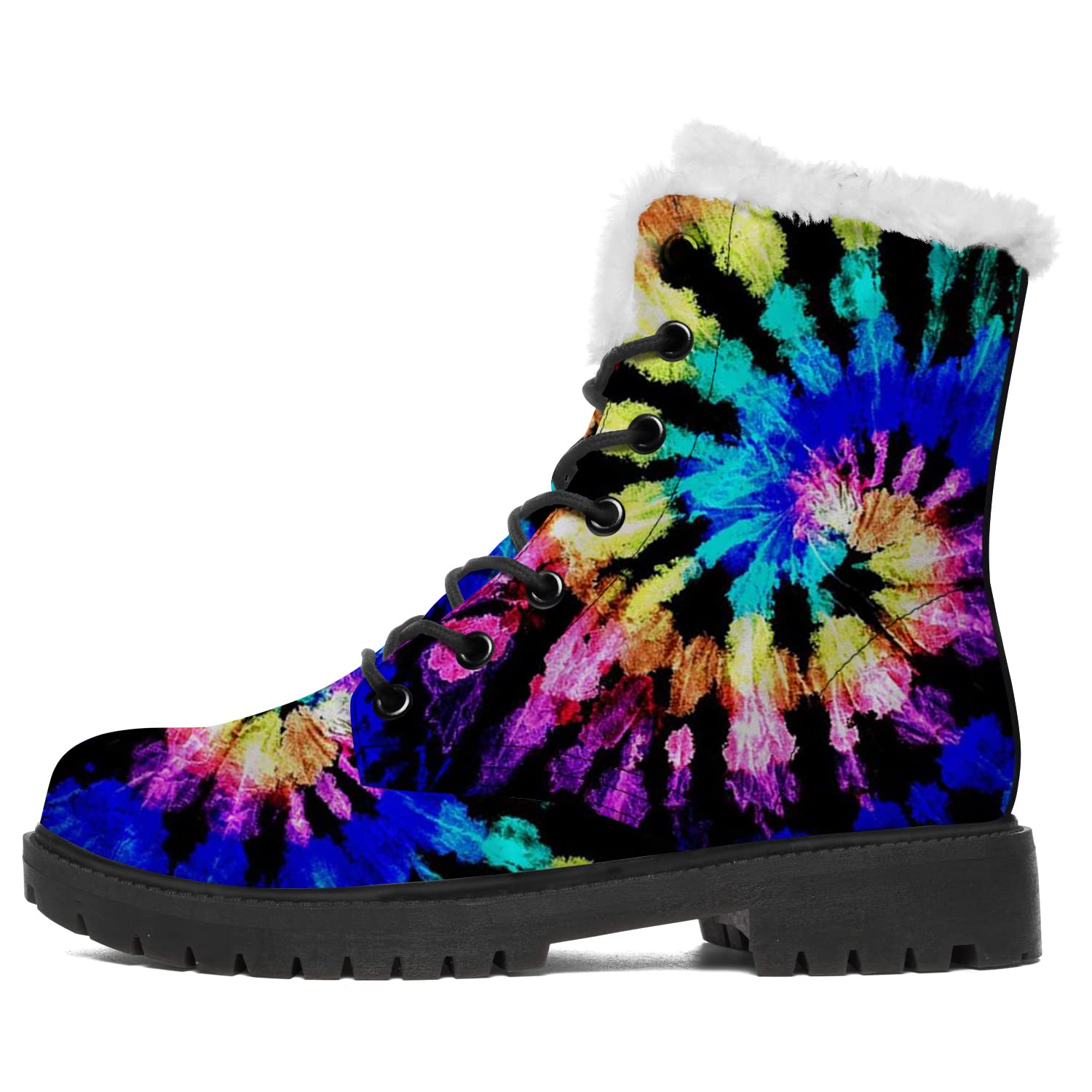Trendy Tie Dye Winter Boots for Women & Men - Warm Fur Lined Snow Boots, Non-Slip Combat Boots with Mid Calf & Ankle Height Options - Perfect for Snowy Days, Outdoor Adventures & Fashion Gifts