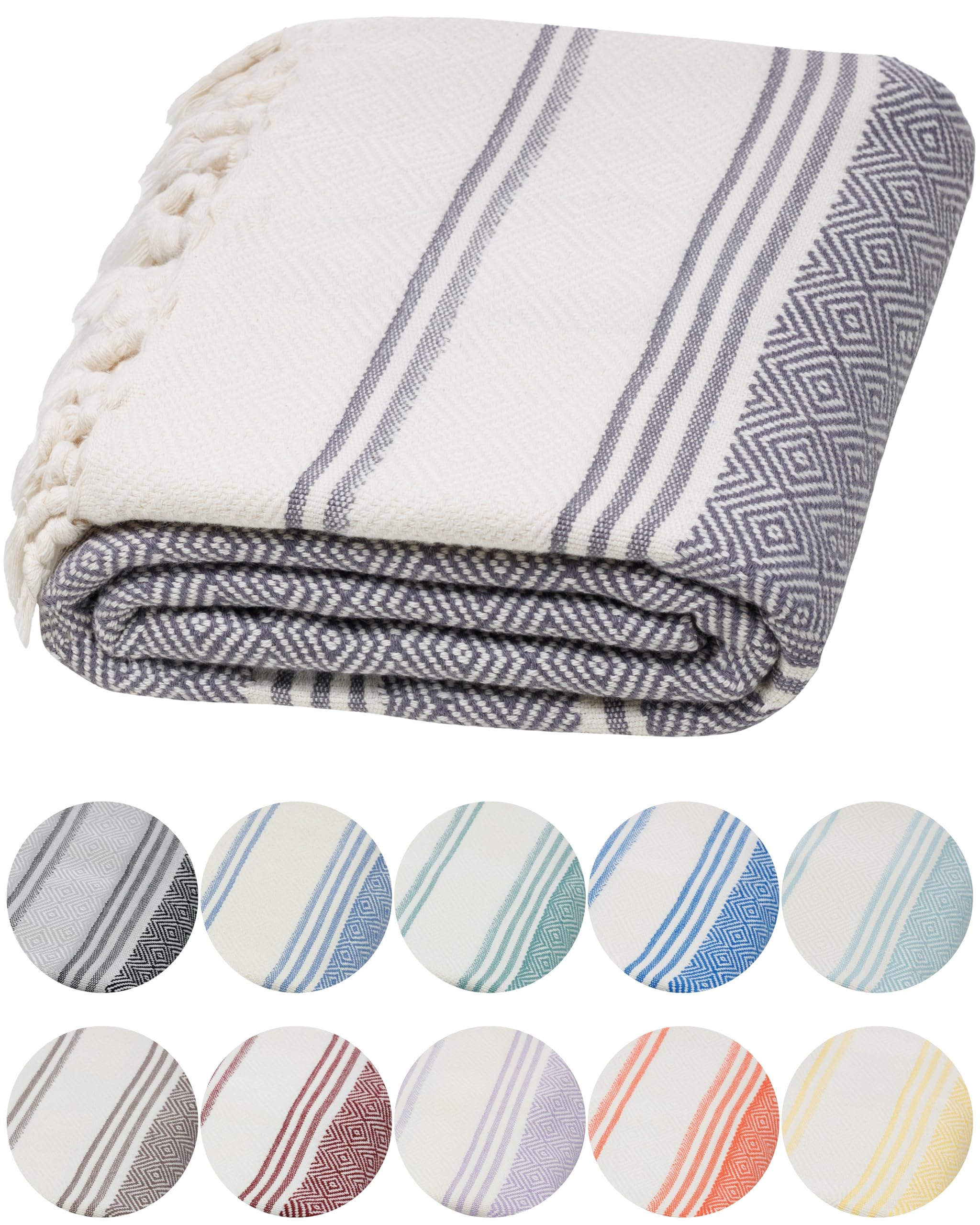 DEMMEX Organic Diamond Turkish Bath & Beach Towel | 100% Oeko-TEX Certified Cotton, Ultra-Soft, Quick-Drying, Lightweight & Compact Luxury Peshtemal Towel (71