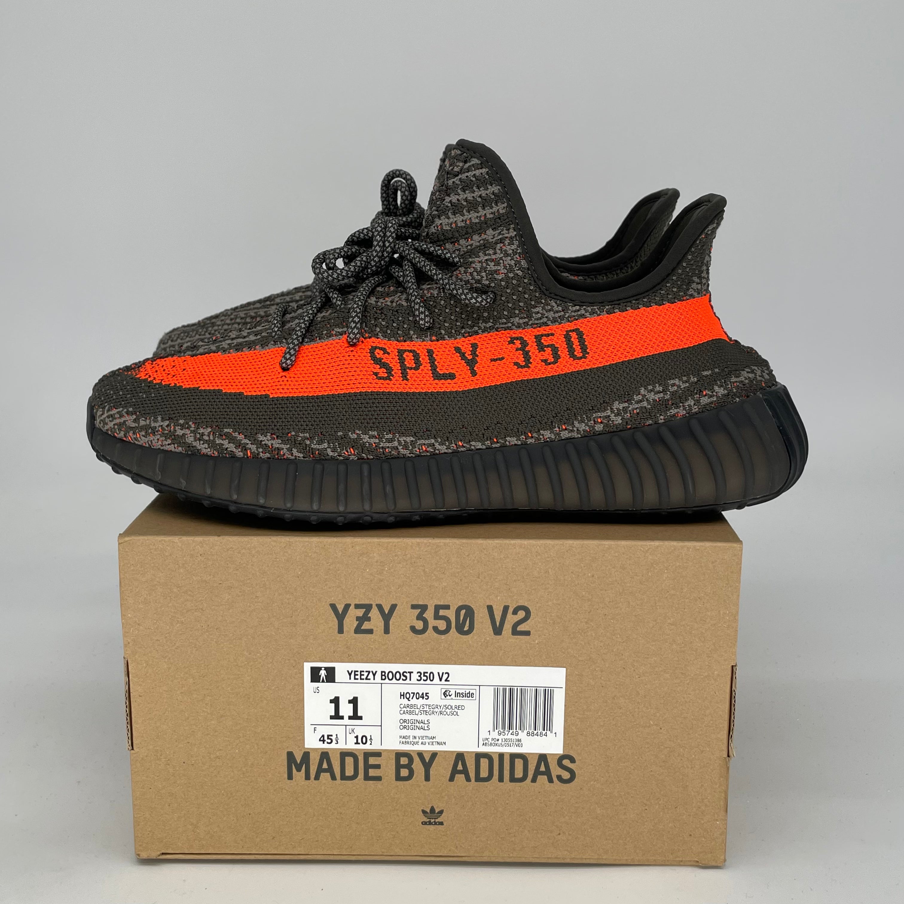 Adidas Yeezy Boost 350 V2 Carbon Beluga - Men's Size 11 & Women's Size 12.5 (HQ7045) | Comfortable Running Shoes for Gym, Jogging & Casual Wear