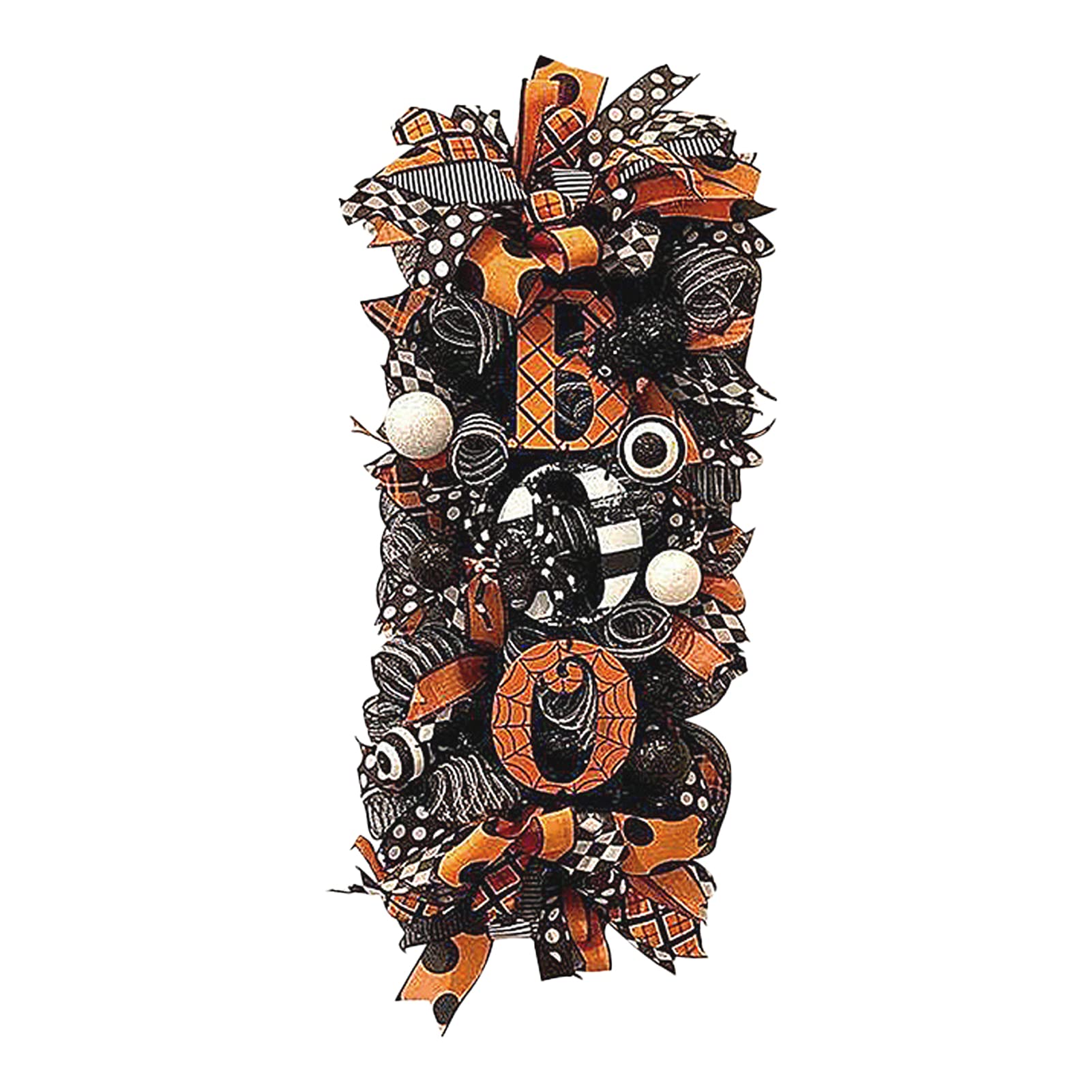 Halloween Wreath & Garland - Spooky Boo Pattern Fabric Door Decor, Porch Sign, Garden Garland for Festival Party Decorations | Perfect for Front Door, Fireplace Mantel & Halloween Party Backdrop