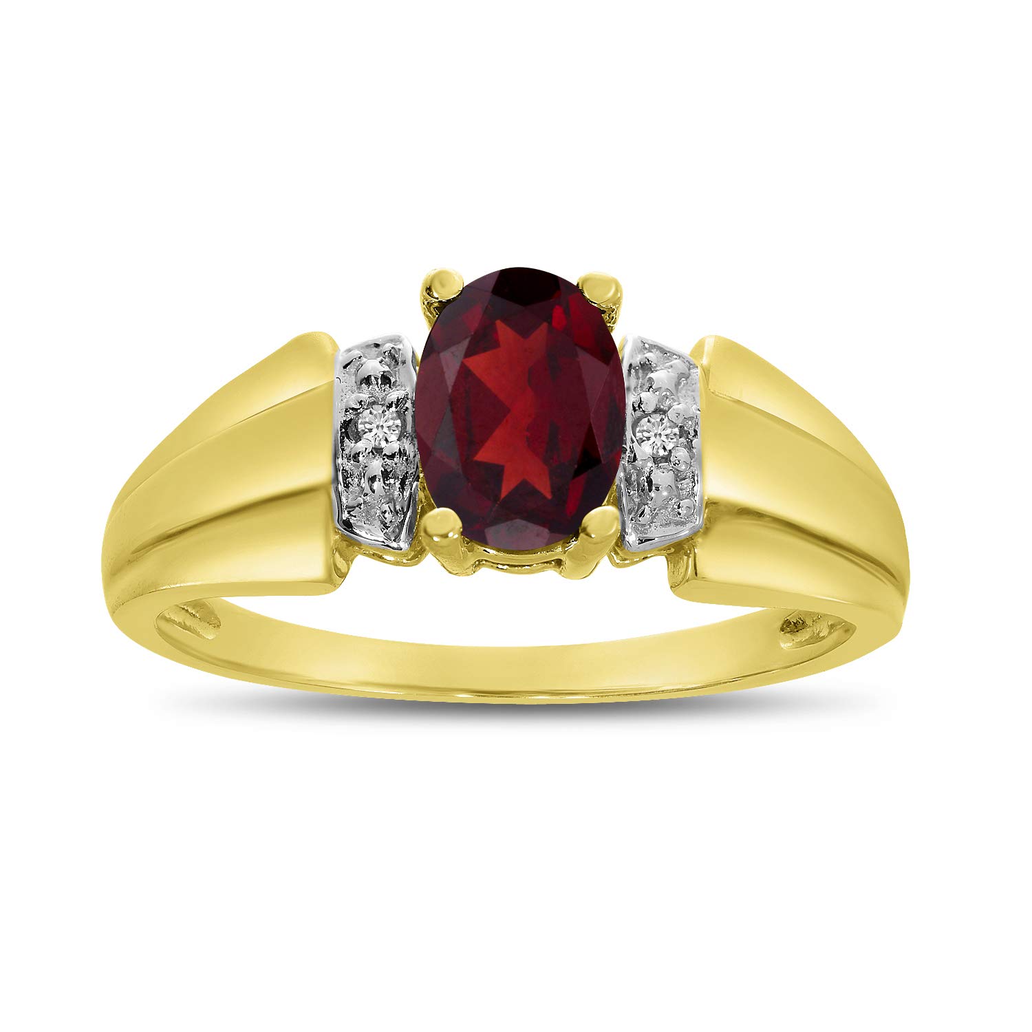 10K Yellow Gold Oval Garnet and Diamond Ring for Women – Elegant Vintage Style Jewelry Gift for Anniversary, Engagement, or Special Occasion