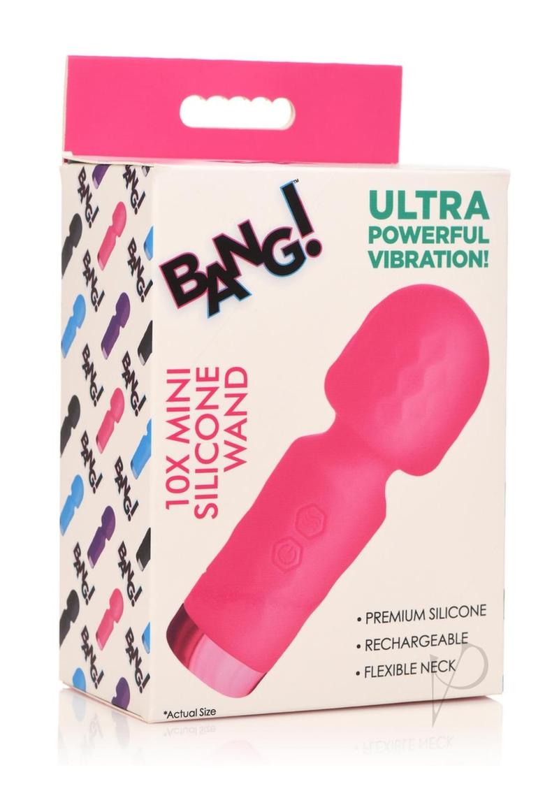 10X Mini Silicone Rechargeable Wand Massager - Pink Personal Massage Device for Relaxation & Muscle Relief - Perfect for Home, Travel & Spa Use