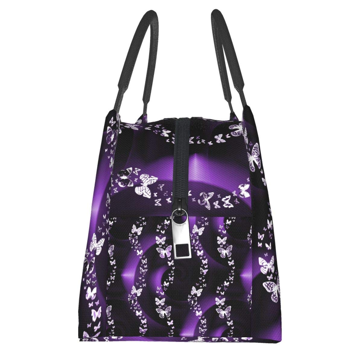 Insulated Purple Butterfly Lunch Bag for Women - Leakproof Cooler Tote for Work, School & Picnics | BPA-Free Reusable Lunch Box