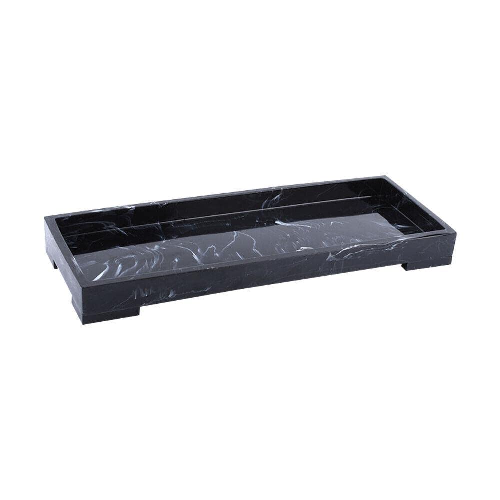 Lokoshin Marble Pattern Bathroom Countertop Tray - Soap Holder, Towel Storage, Toilet Accessories - Bathtub Tray & Shower Organizer Set for Spa-Like Bathroom Decor