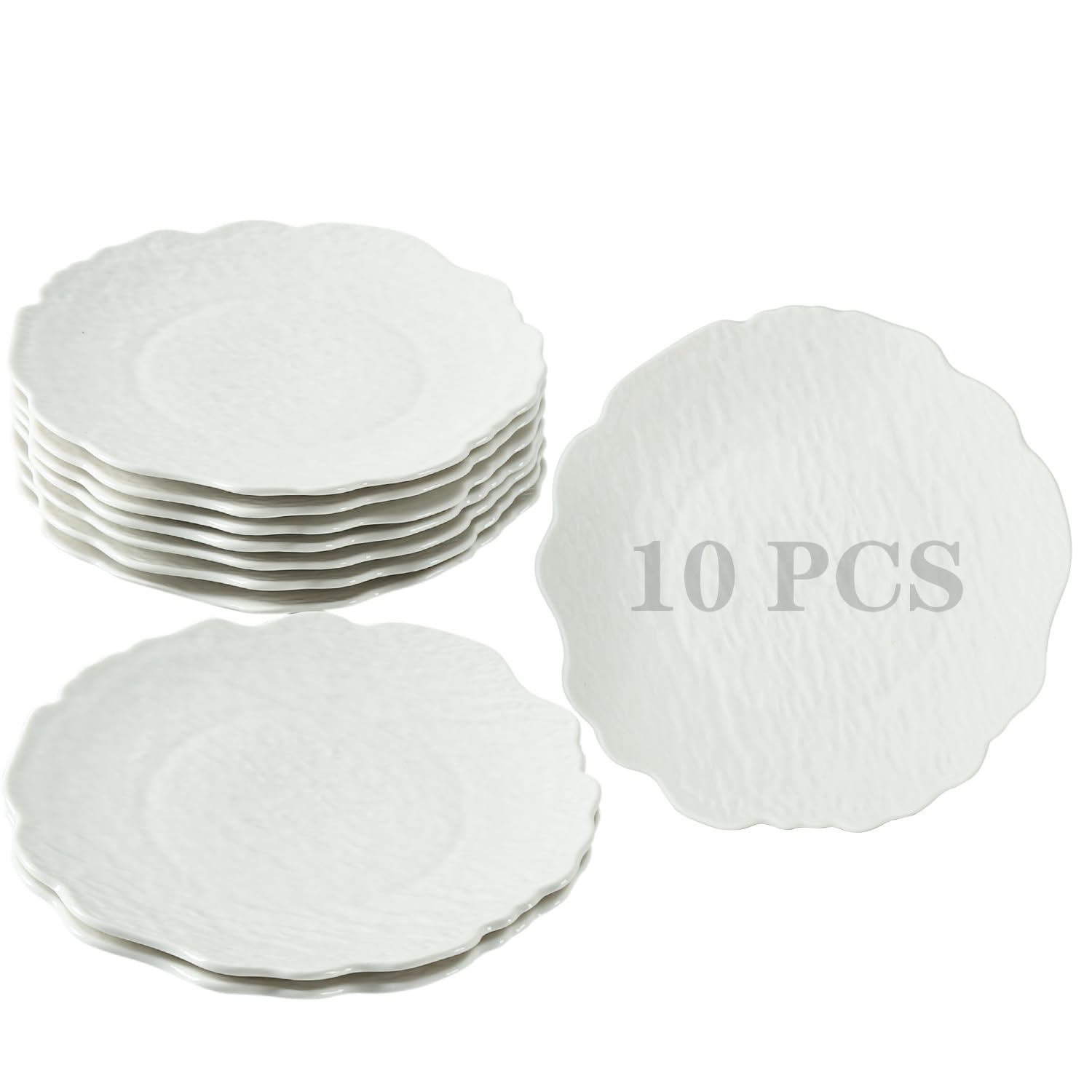 8 Inch White Porcelain Dinner Plate Set of 10 - Appetizer, Dessert & Salad Plates - Microwave & Oven Safe Ceramic Plates for Pizza, Steak, Cake, Snacks - Perfect for Everyday Dining, Parties & Entertaining