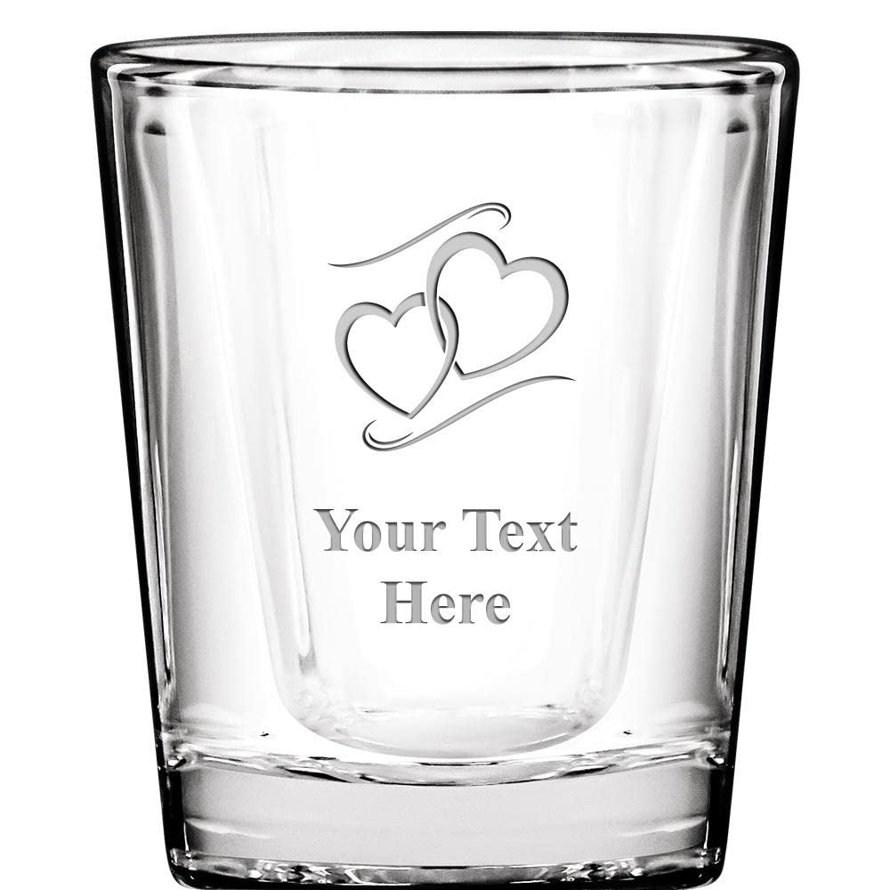 Personalized Heart Shot Glasses - 2 oz Custom Laser Engraved Love Shot Glass Gift with Free Engraving - Perfect for Weddings, Anniversaries & Romantic Gifts