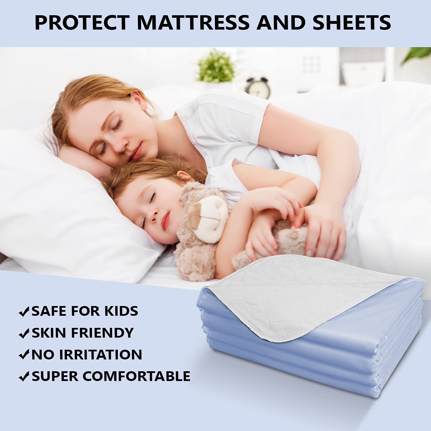 Reusable Waterproof Washable Bed Underpad - Absorbent Incontinence Mattress Protector Pad (34